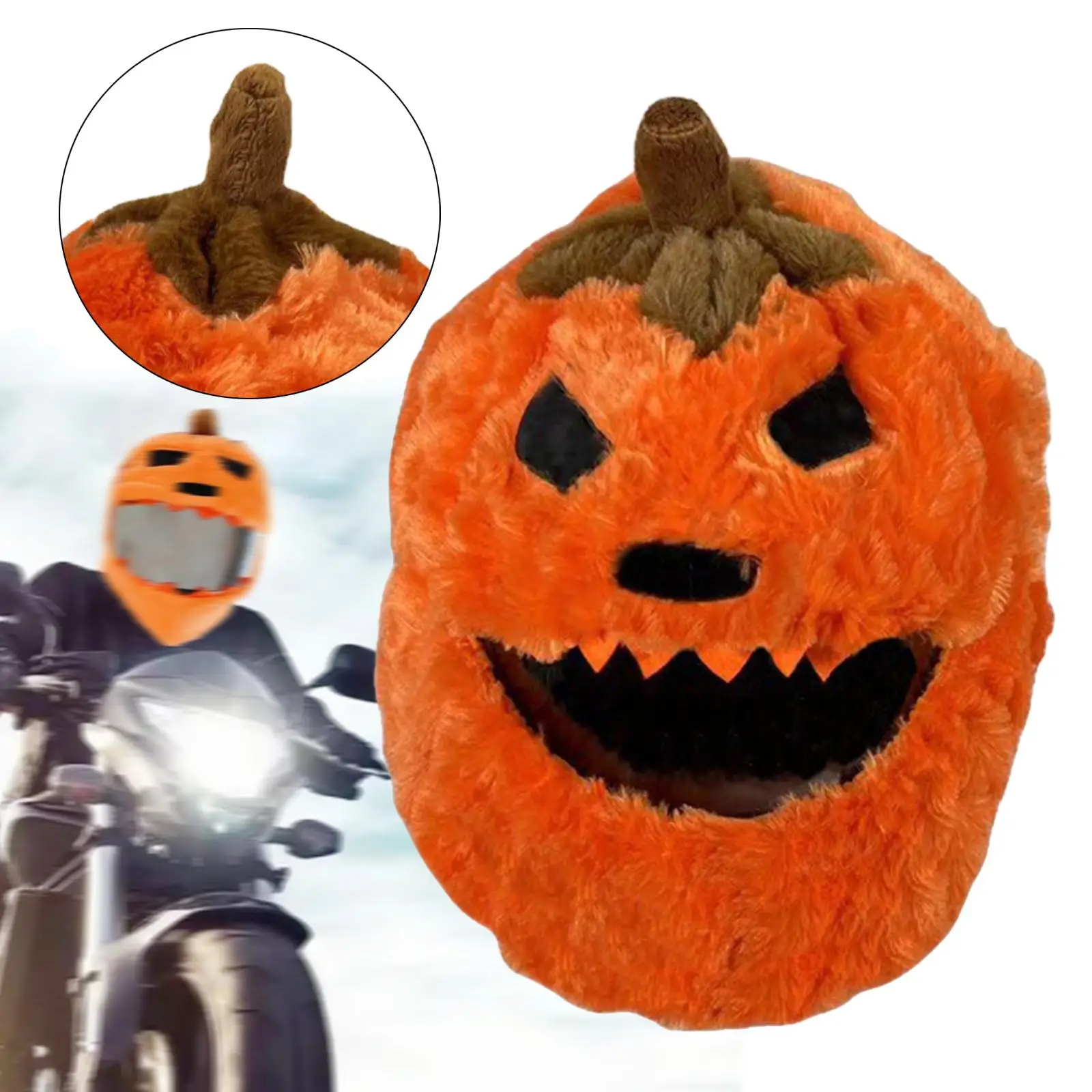 Motorcycle Helmet Cover Halloween Pumpin Windproof Universal Increase Riding Fun to Install Plush Funny Helmet Cover Orange