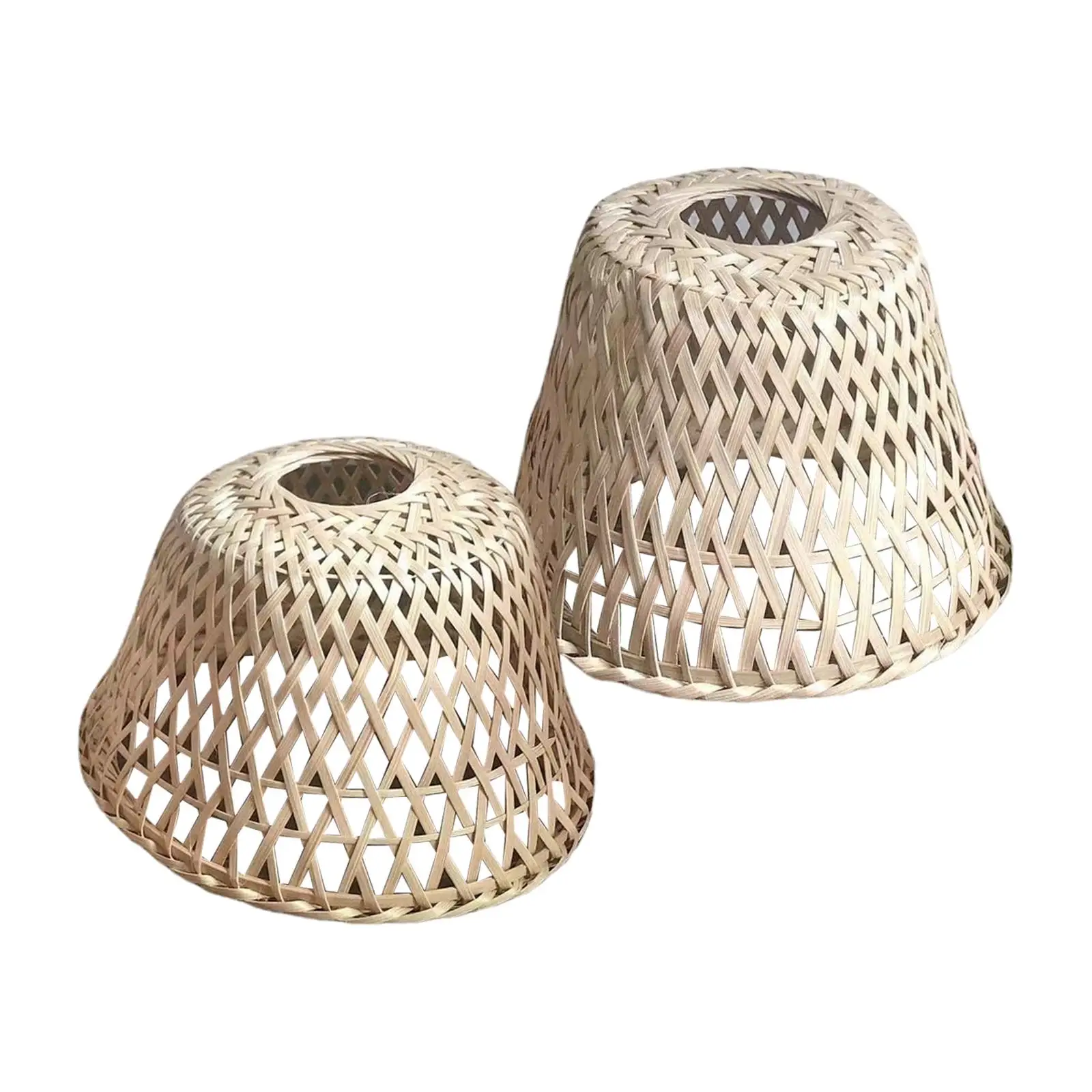 Retro Style Bamboo Weave Hanging Lamp Shade for Living Room ,Easy Installation House Decoration Dust Proof Ceiling Lantern Cover