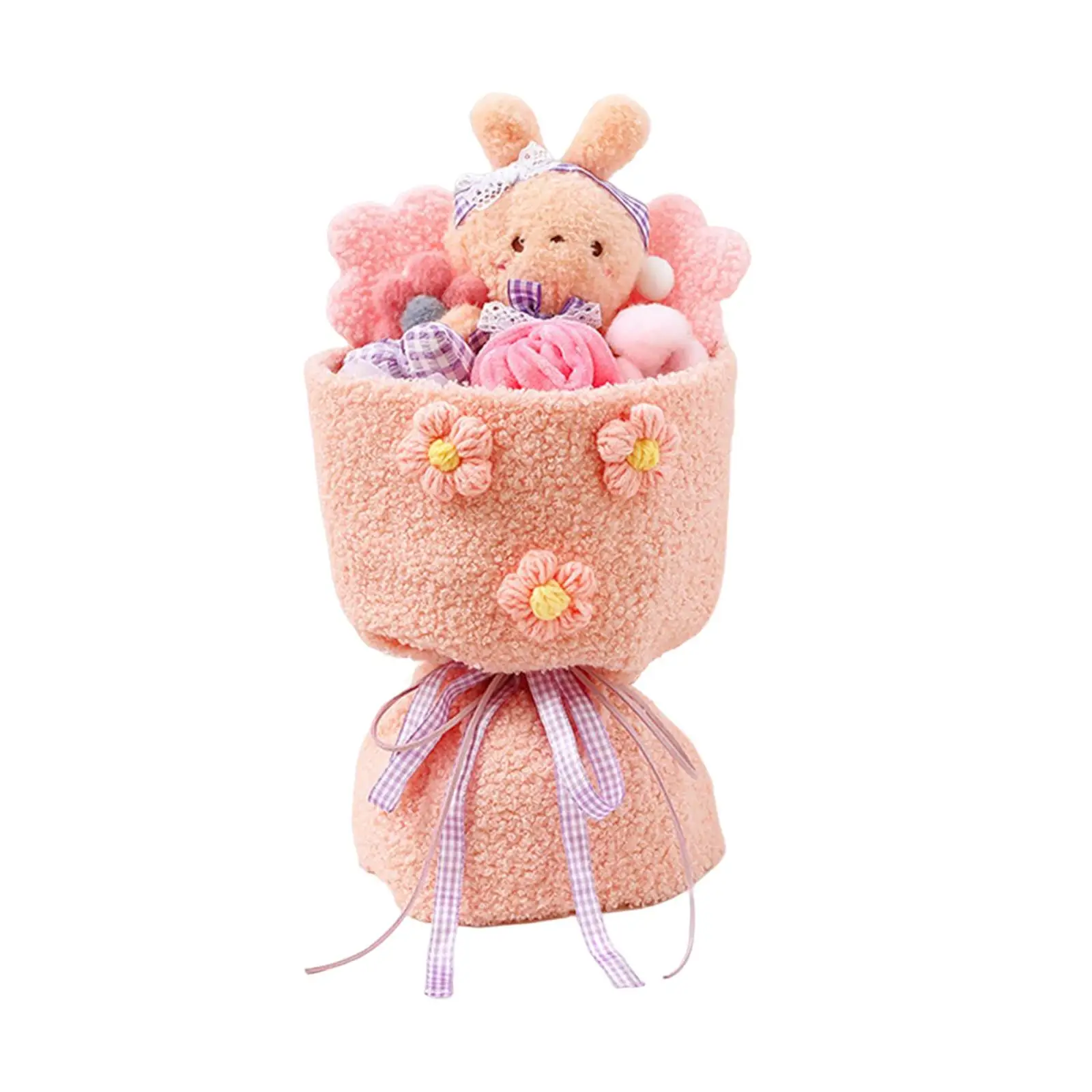 Stuffed Animal Doll Home Decoration with LED String Plush Bouquet for Anniversaries