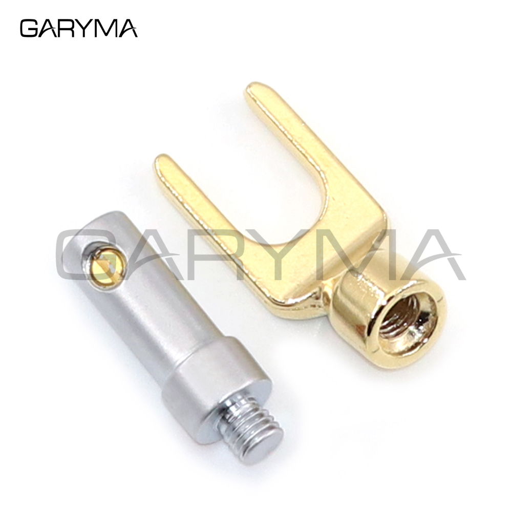 2Pcs Gold-überzogene Banana Stecker Stecker U/Y Gabel Terminals Audio Schraube Gabel Spaten Stecker für Binding post – Detail 5
