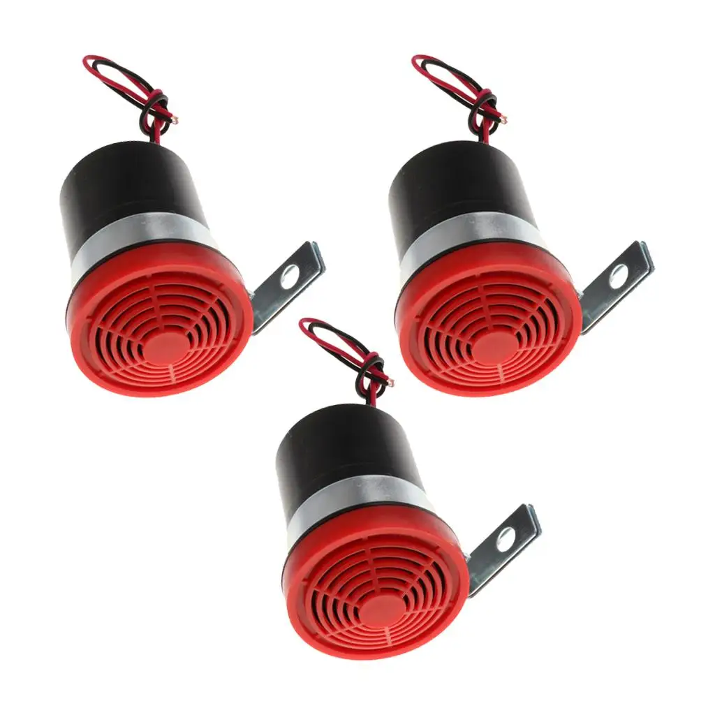 3x DC 12V 24V Auto Warning   Alarms  Warning Sound Beep Reverse  Slim Invisible Horn Car Accessories Red