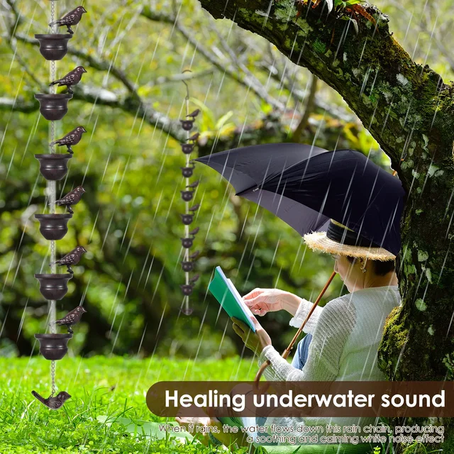 Catena Antipioggia Kam Home - Alluminio, Effetto Naturale, Con Adattatore Per Grondaia, Bronzo, 10 Pezzi