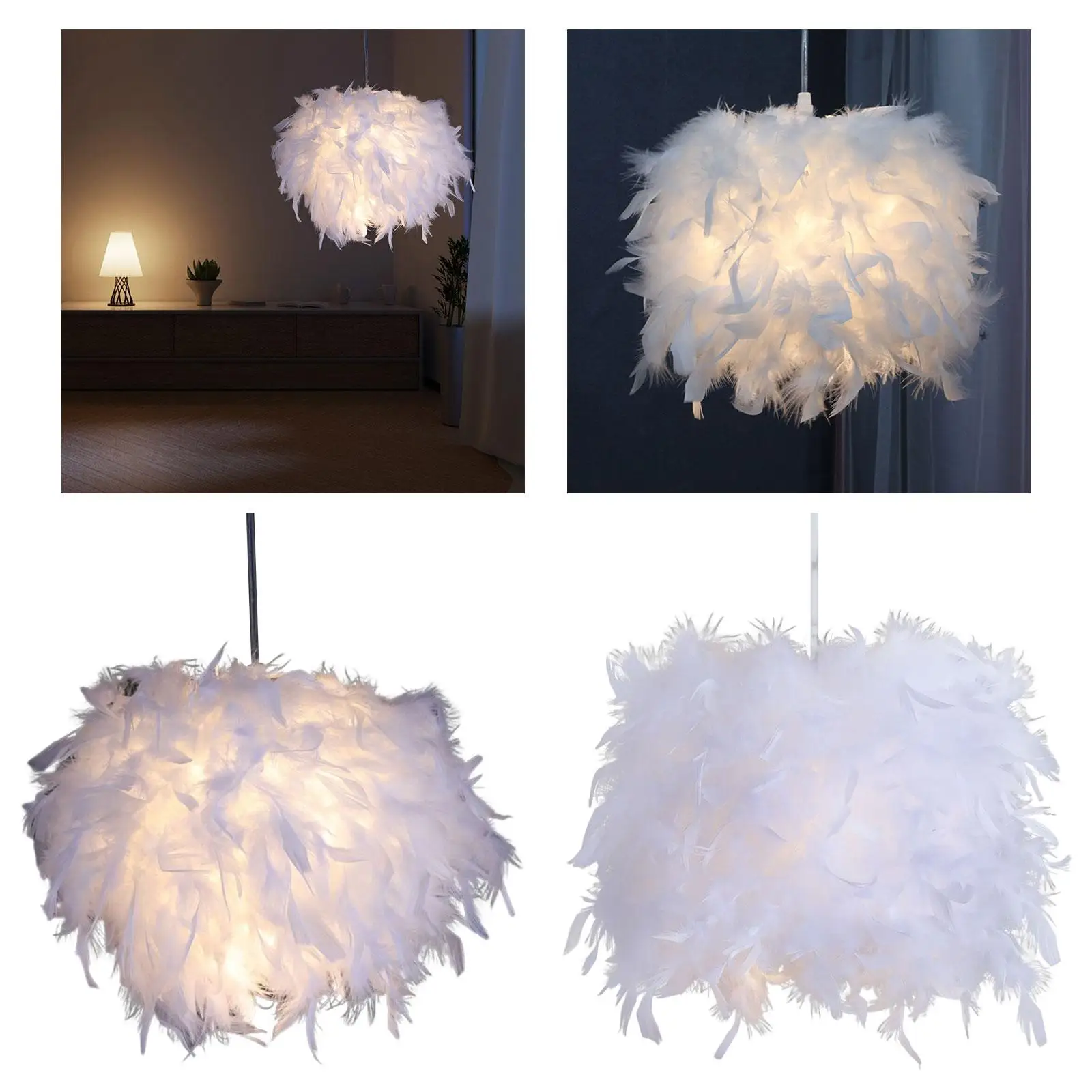 Minimalist Feather Lampshade for Desk Night Light Bedside Lamp Decoration