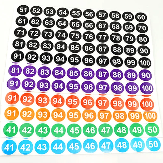 980 peças de adesivos de números pequenos, adesivos coloridos à prova  d'água de 1 a 49 números, adesivos numéricos redondos autoadesivos para  escritório, sala de aula, organização, 20 folhas