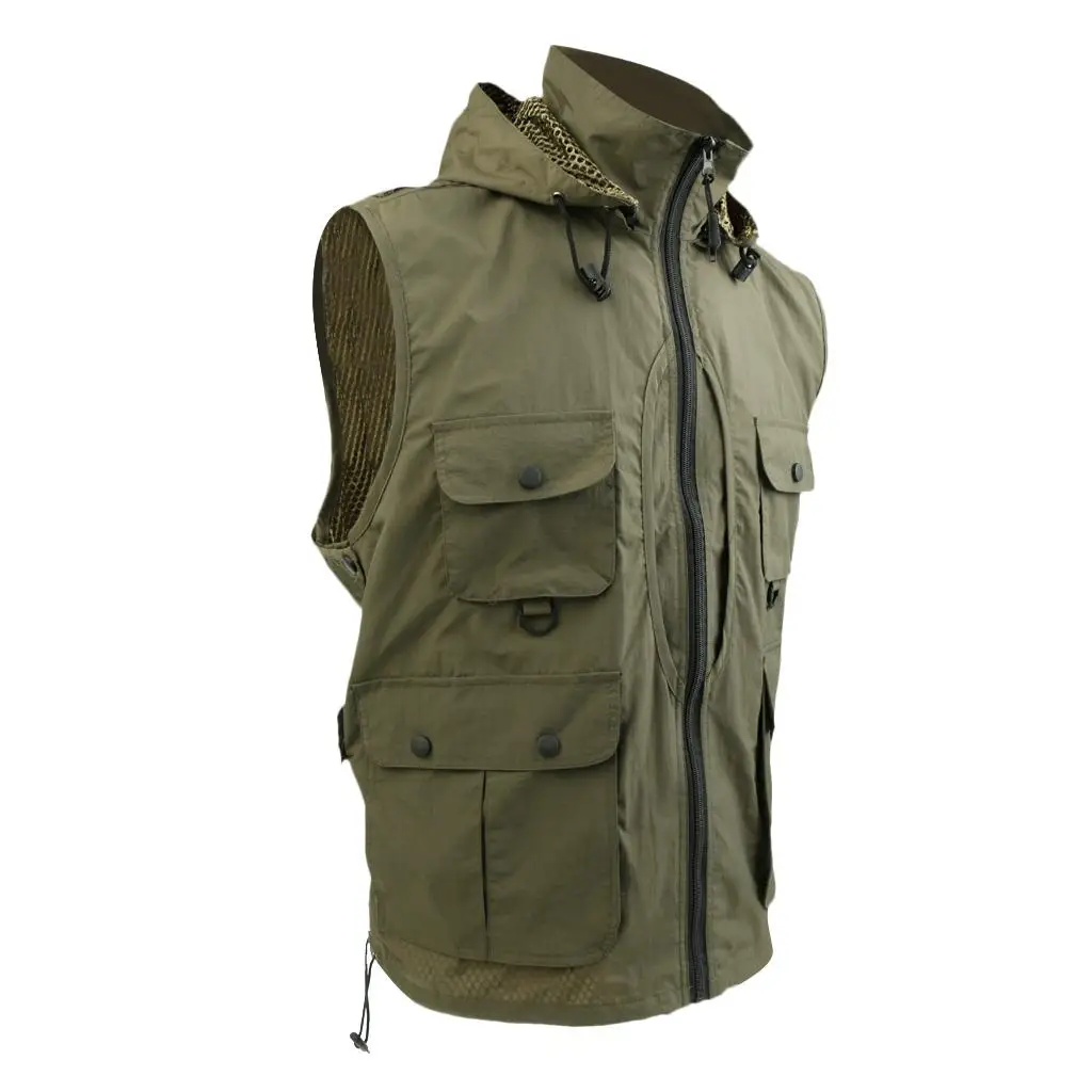 Fishing  Mesh Multi-pockets Detachable Hood Photography Quick-Drying Jacket