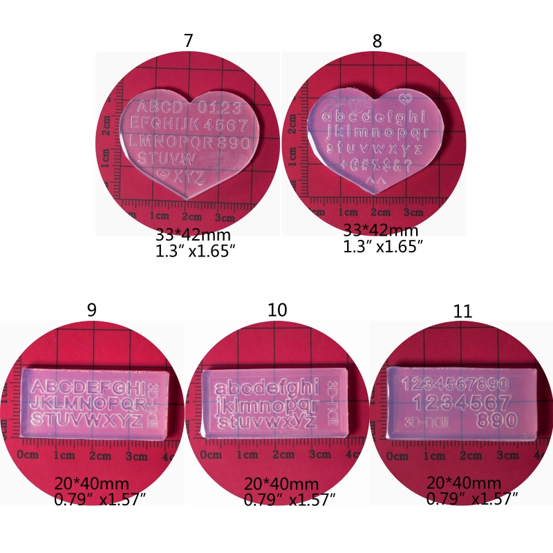 R3MC Mini Letter Numbers 3D Nail Art Decorations UV Crystal Epoxy Mold Silicone Mould