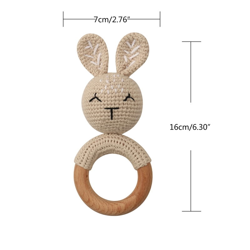 Title 5, 1Pc Baby Wooden Teether Crochet Rattle Toy BPA ...