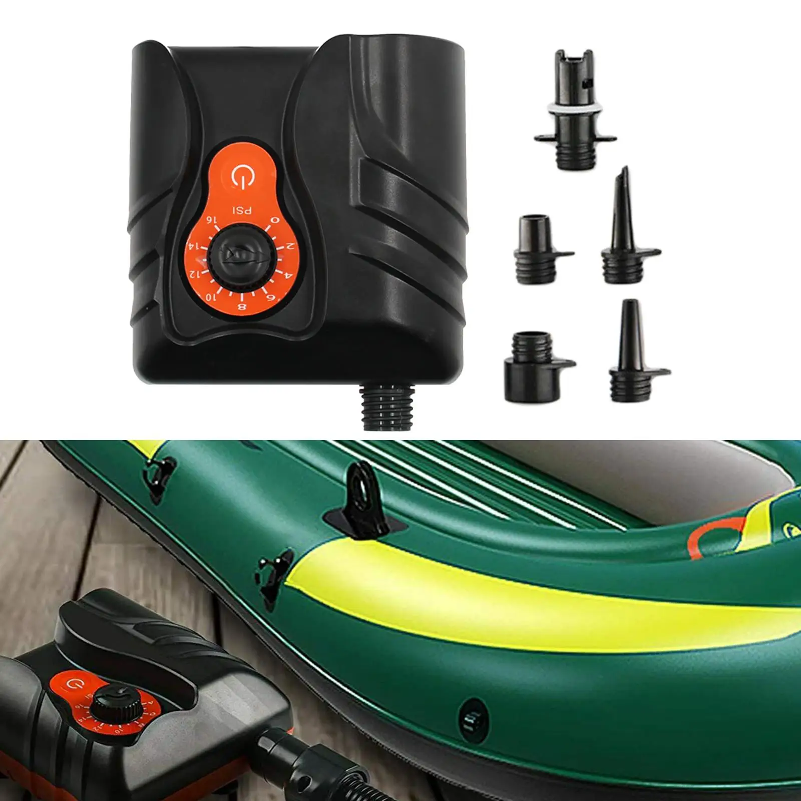 Electric Air Pump    Inflatior 16PSI  Inflator with 6 Adapters  Kayak Airbed Party Equipment