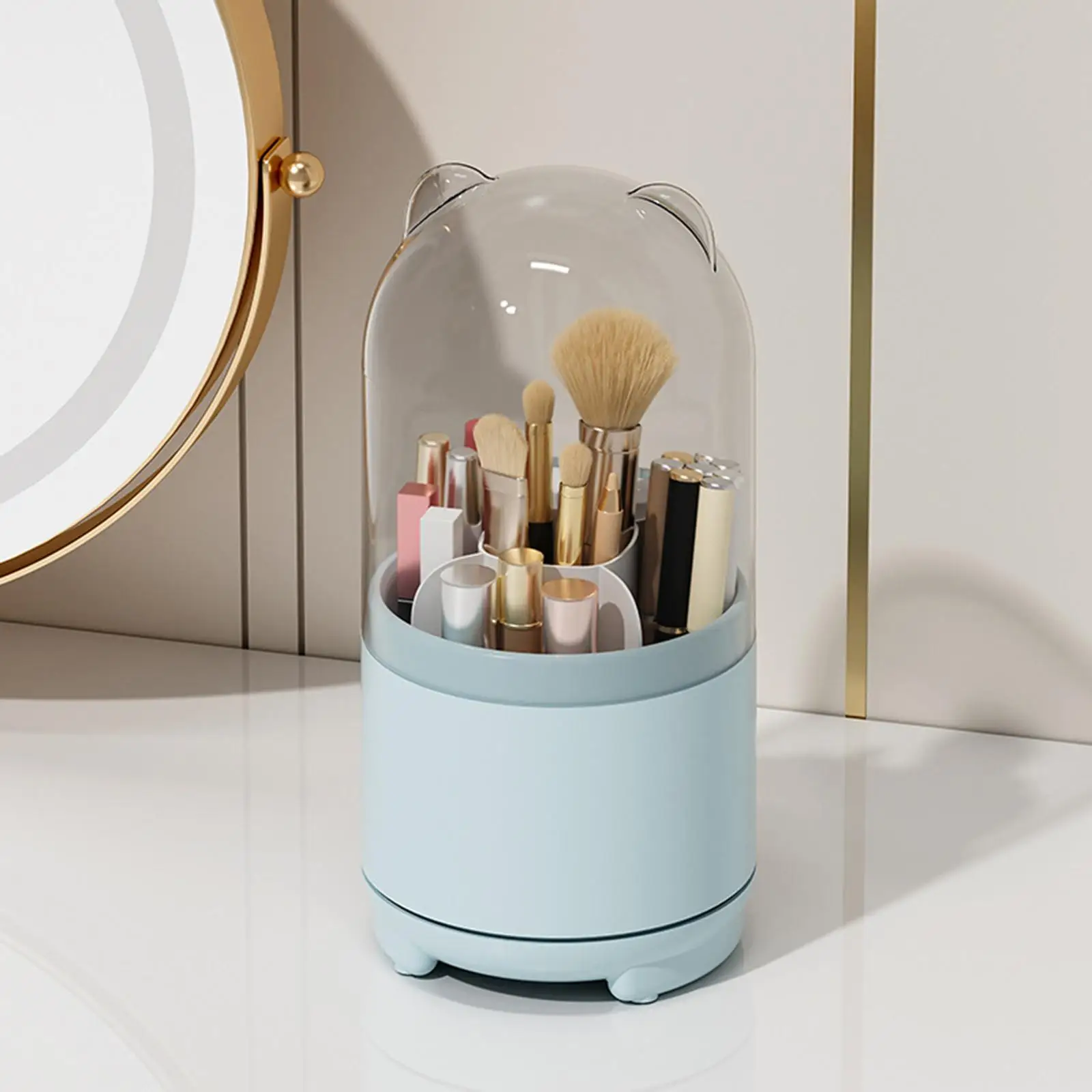 Makeup Brush Storage Box 5 Sections Cute Dustproof Waterproof Brushes Organizer