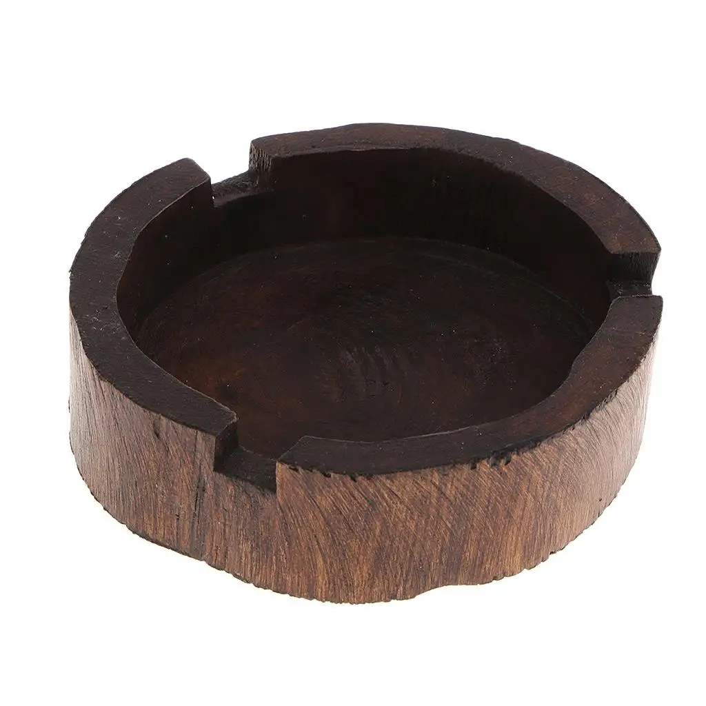 Thailand Asia Round Wooden Ashtray Antique Ash Tray Table Cendrier 10x3cm