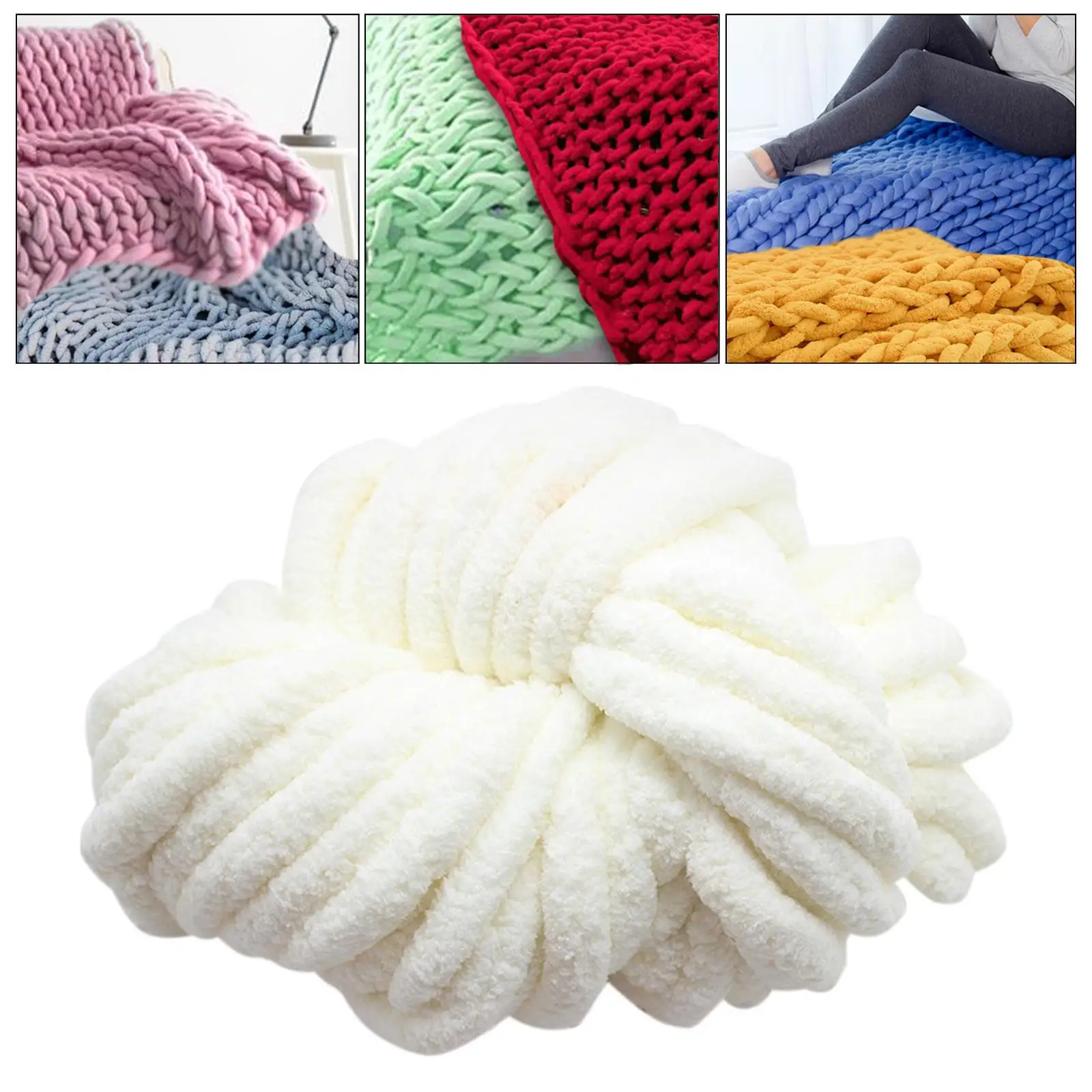 Chunky Chenille Yarn Gauge 7 Super Bulky Yarn for Arm Knitting Scarf Crochet