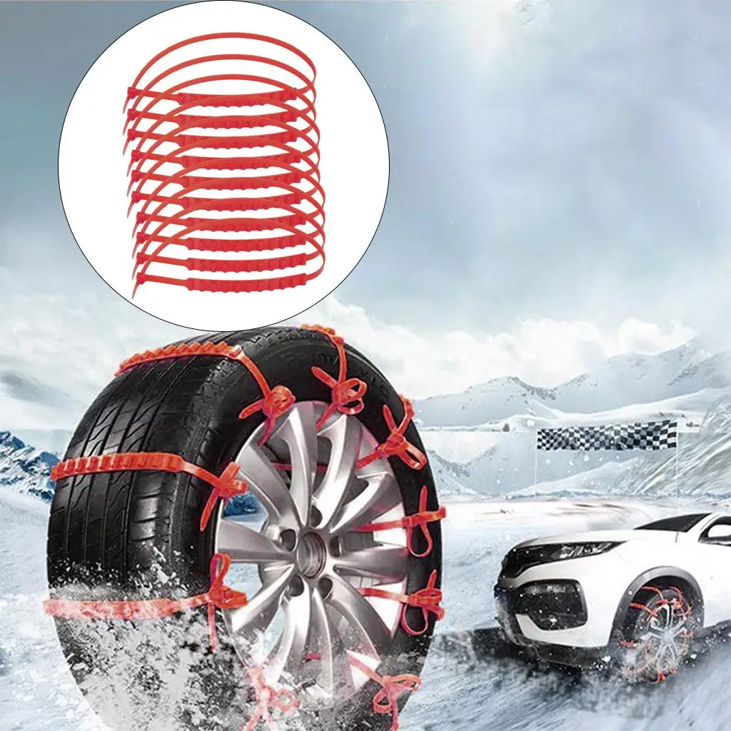 10pcs/ Snow Tire Chains Beef Tendon Vehicles Wheel Antiskid TPU Chain