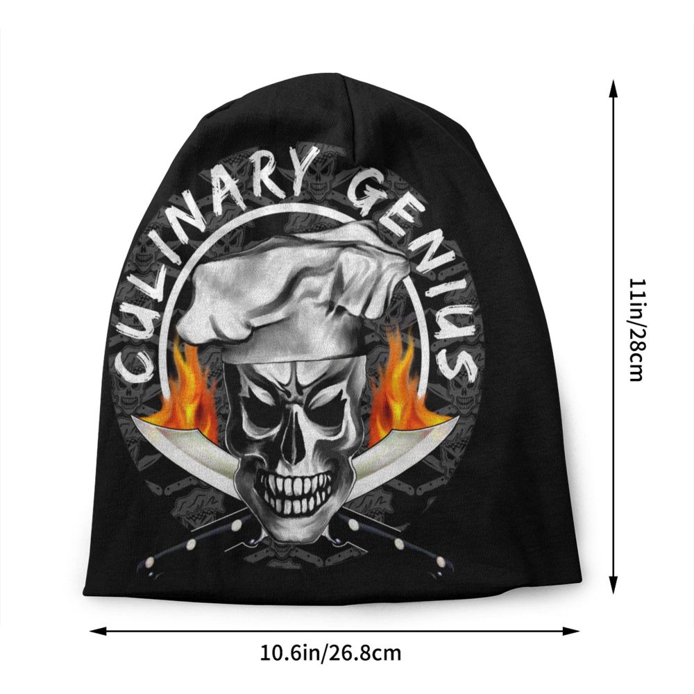Benutzerdefinierte lustige Kochen Schädel Messer Chef Motorhaube Hut Stricken Hüte Männer Frauen Mode Unisex Erwachsene Winter warme Mützen Kappe – Detail 8