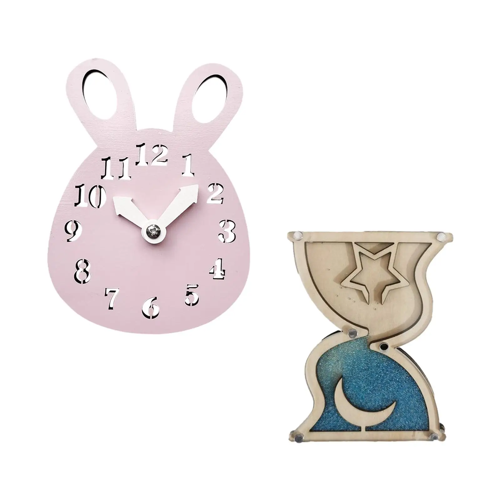 2x Kids Busy Boards Rabbit Clock Sensory Toys DIY Accessories Material