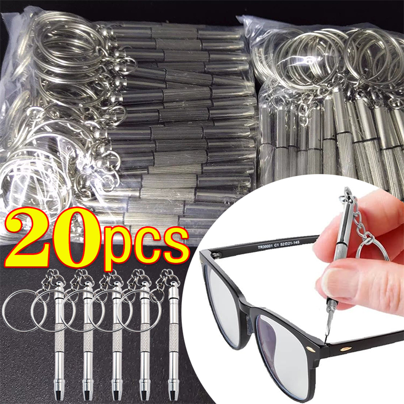 Mini-Handbrillen-Schraubendreher, 3-in-1-Brillenreparatursets, Multifunktions-Schraubendreher-Set für Sonnenbrillen, Uhren und Brillen mit Schlüsselanhänger – Detail 2