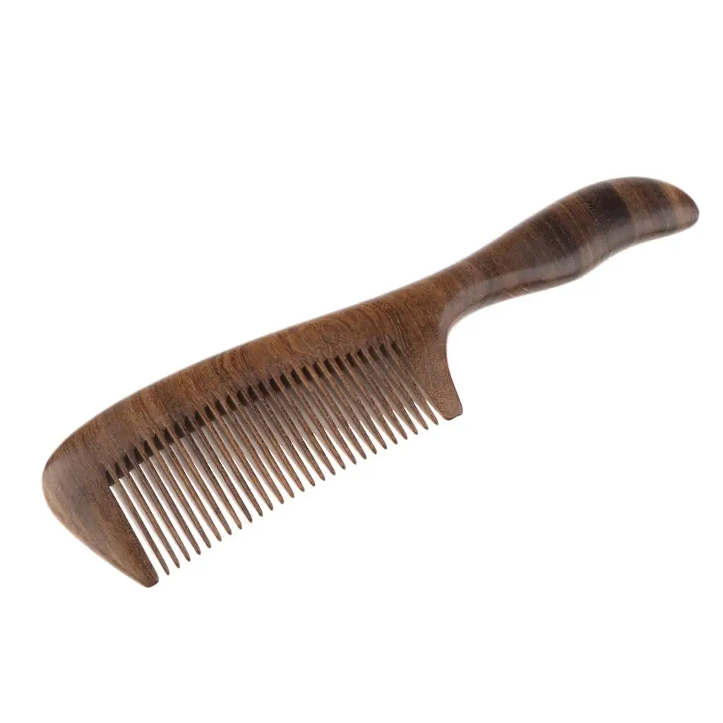 Fine  Wooden Comb  Wood Hair Comb with Handle for both Curly and Straight Hair