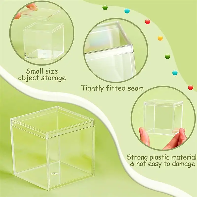 12-teilige transparente Acrylboxen mit Deckel, Kunststoff-Organizer, Geschenkverpackung, Lebensmittel-Süßigkeiten-Aufbewahrungsbehälter für die Präsentation zu Hause – Detail 11