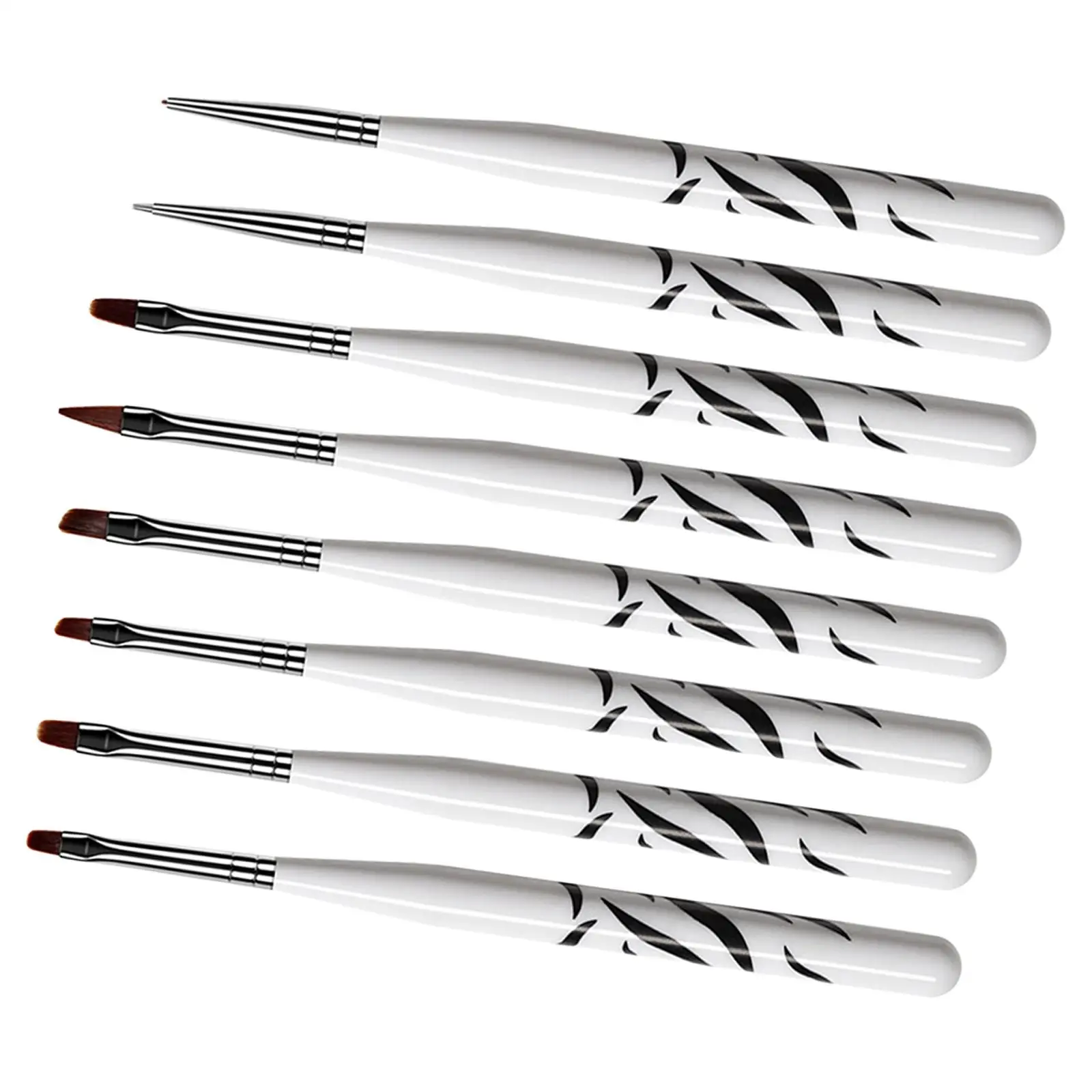 8 Pieces Gel Nail Brush Pen Professional Flat Dotting Painting Flower DIY Zebra Petals Round Drawing Leaves UV Nail Art Brushes