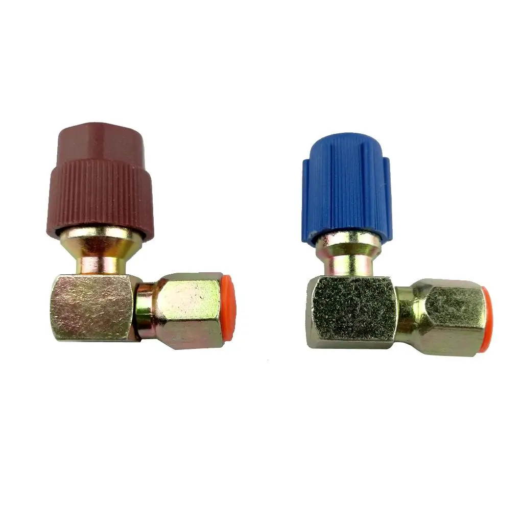 2pcs Low-side And High-side Adapter R12 to R134a 90 Degree Connector Coupler