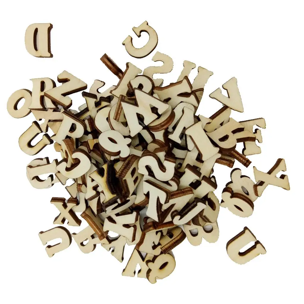 100 Pieces Wooden Alphabet, Decorative Wooden Letter Alphabet Fits