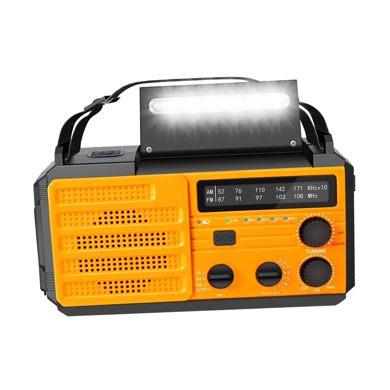 Solar Radio Dynamo Radio with Flashlight Solar Powered Portable 8000mAh Emergency Radio for Home Camping Travel Survival Orange