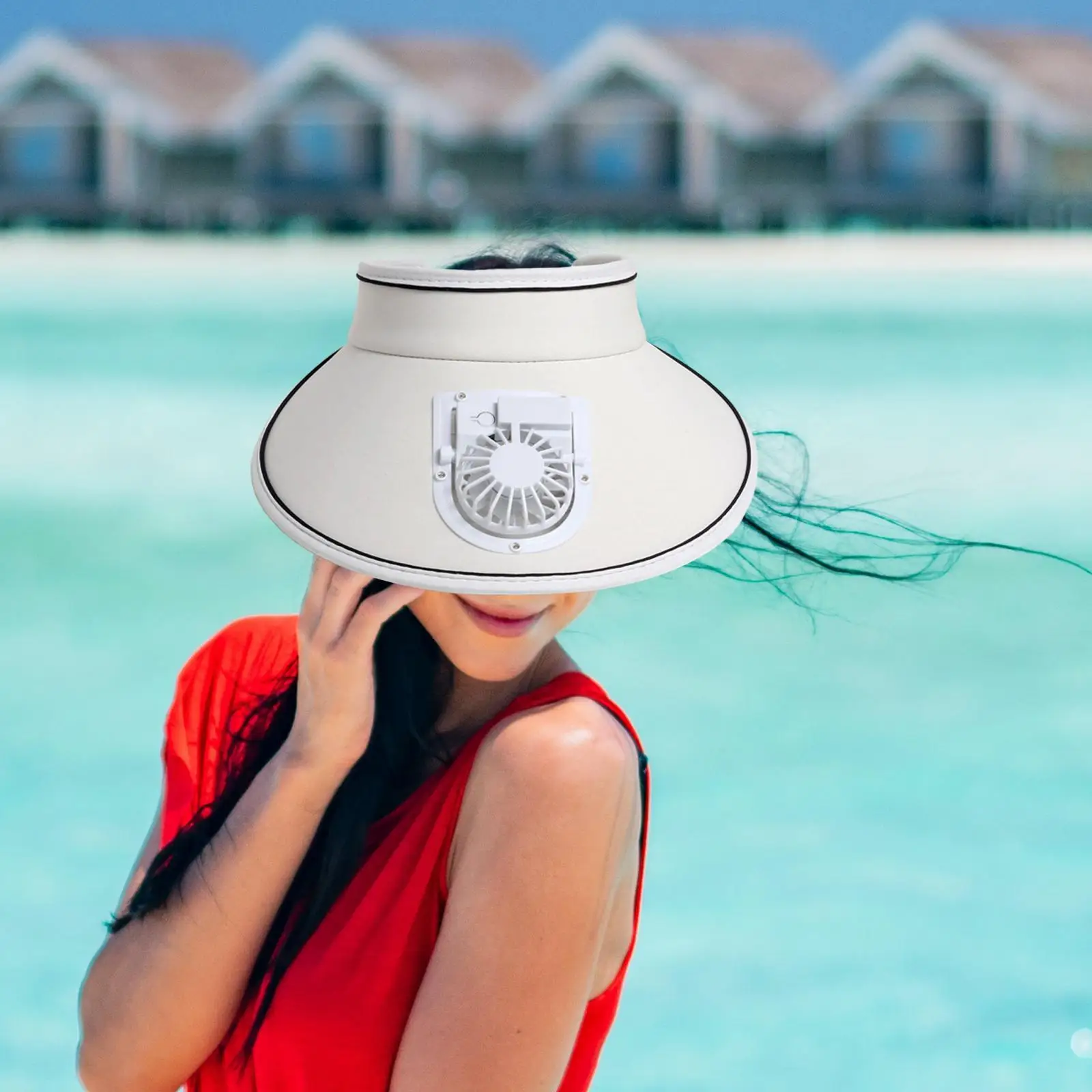 Sun Visor Hat with Fan 3 Levels of Wind Speed Large Brim Casual Sun Hat Built in Fan for Kids Adults Unisex Sports Beach Holiday