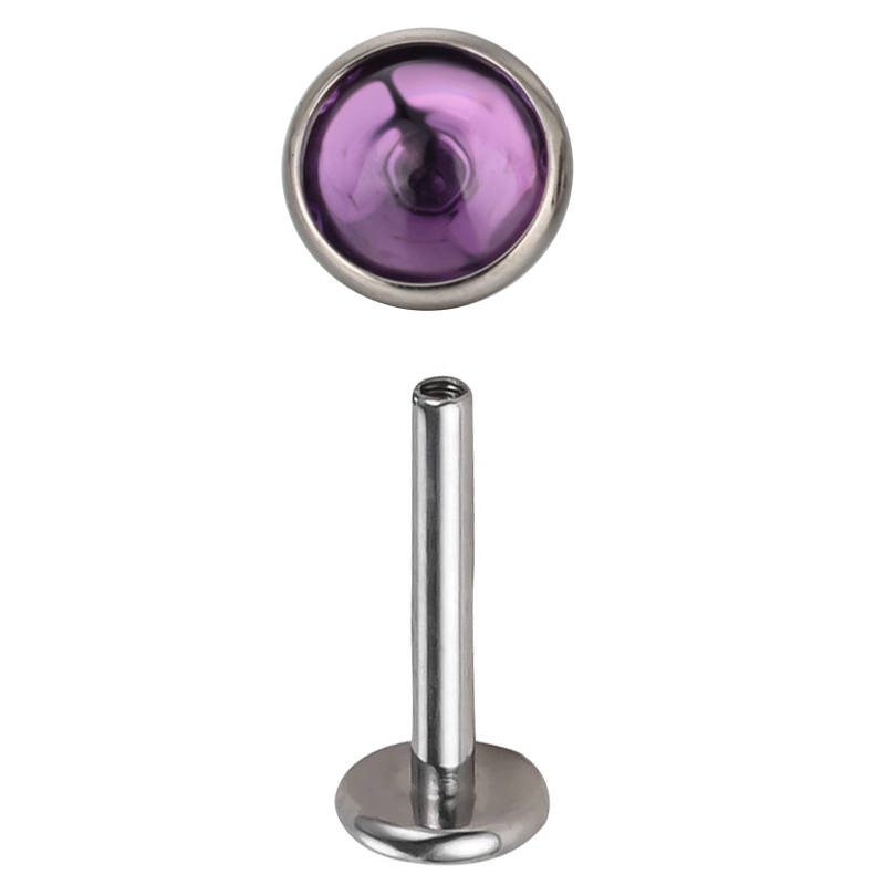 Astm f136 titan pierc kreisförmige ohr lippen stecker mit naturstein platte labret zungen nasen stecker ohrringe körper piercing schmuck – Detail 1