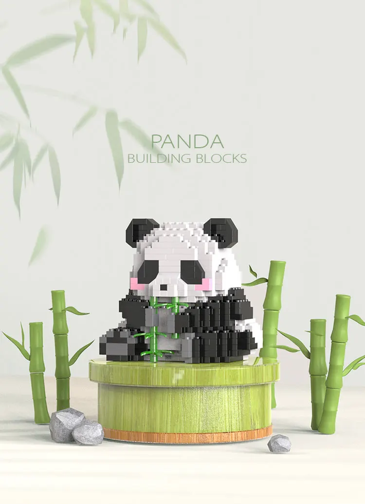 Creative DIY assembleable animal cute mini Chinese style animal panda building block educational boys toys for children model brick