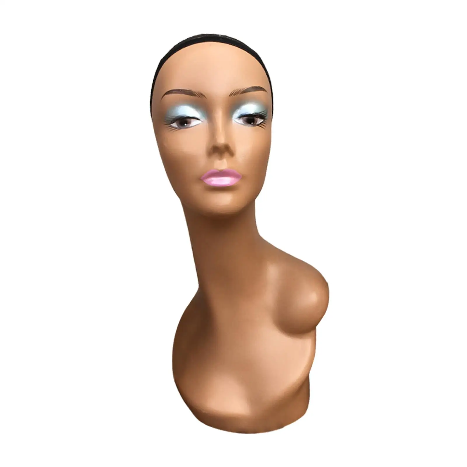 Female Mannequin Head Long Neck Professional Multipurpose 19inch Smooth Manikin for Wigs Making Necklace Hats Hairpieces Jewelry