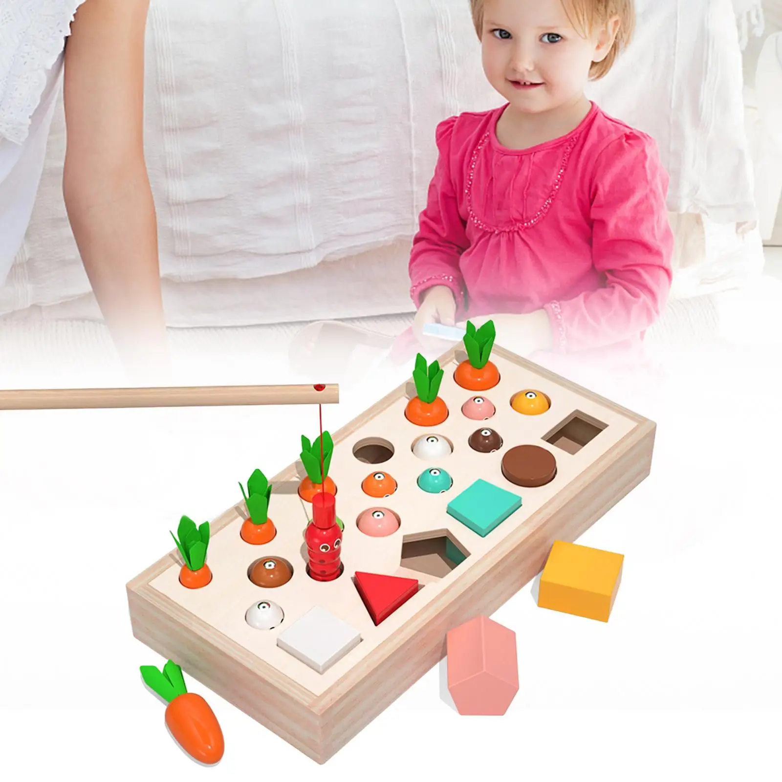 Toddlers Montessori Wooden Toys, Counting Parent Child Interactive Early Educational Toys Catching Insects for Xmas Gifts