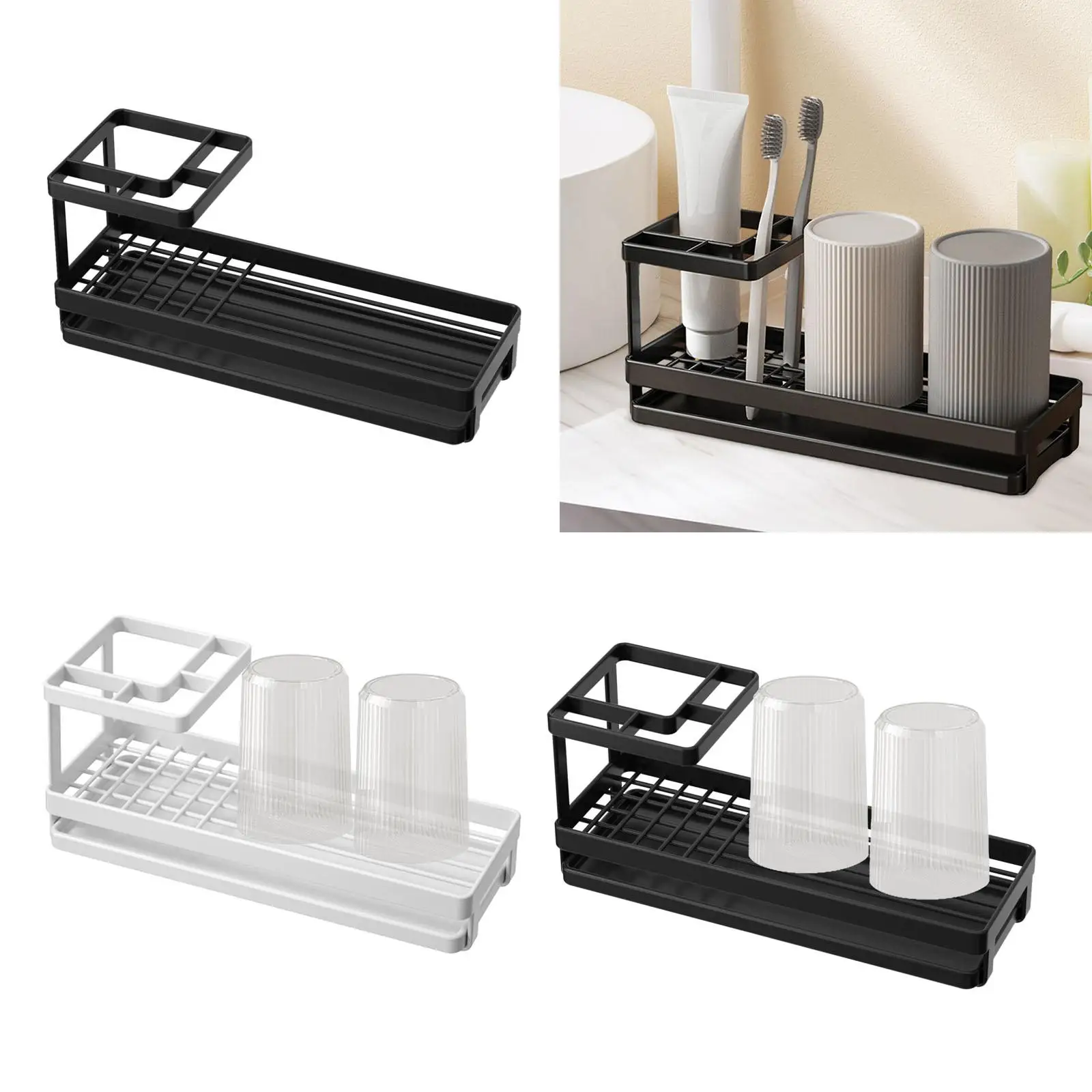 Bathroom Toothpaste Organizer Storage Stand Storage Organizer Shelf Toothpaste Stand Rack for Countertop Bathroom Cosmetics