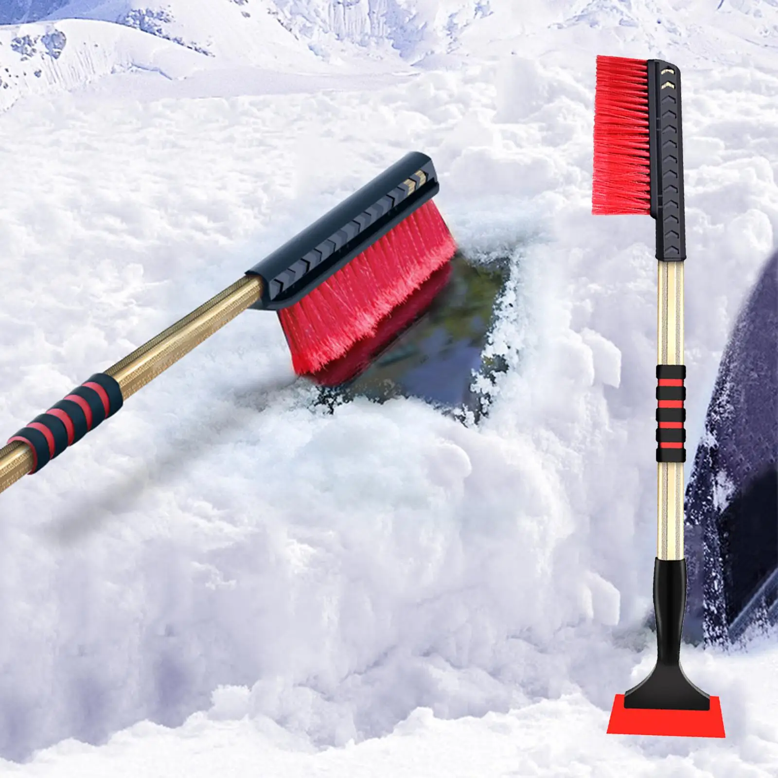 Portable Winter Snow Removal Brush Tool Telescopic Handle Car Window Snow Cleaner Ice Snow Scraper for Truck Vehicle SUV