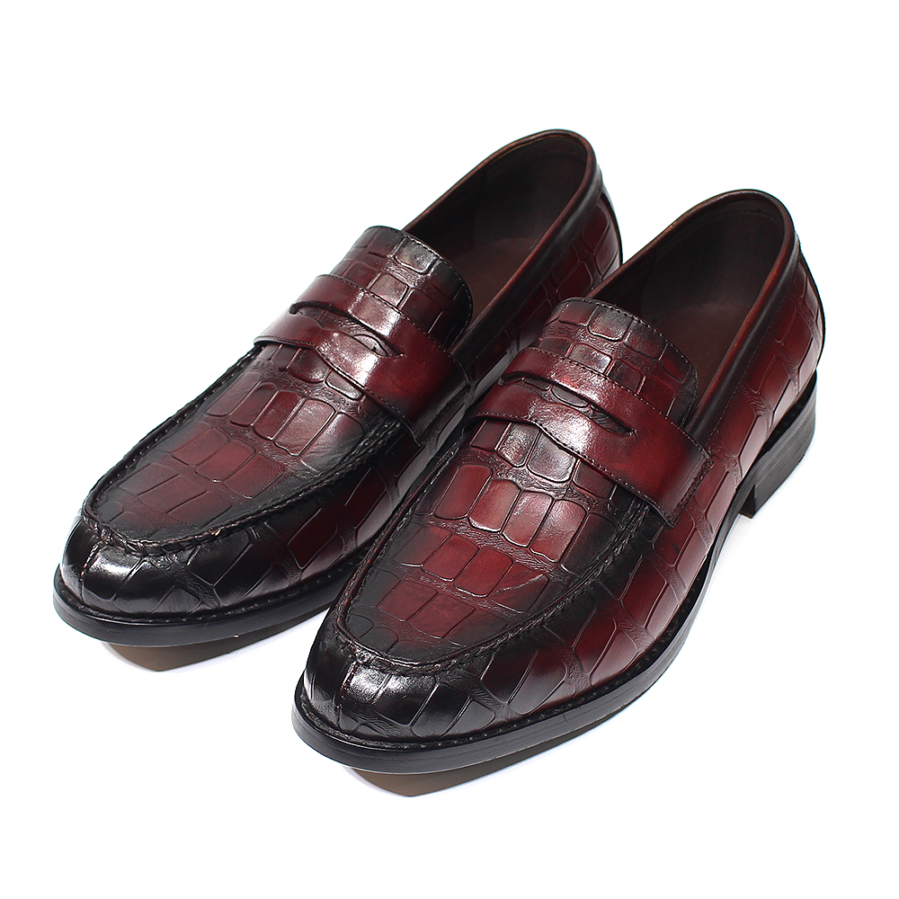 Luxuriöse Penny-Loafer für Herren, echtes Leder, Krokodilmuster, Slip-on-Schuhe für Hochzeit, Party, Kleid, für Herren, Büro, Freizeitschuhe – Detail 6