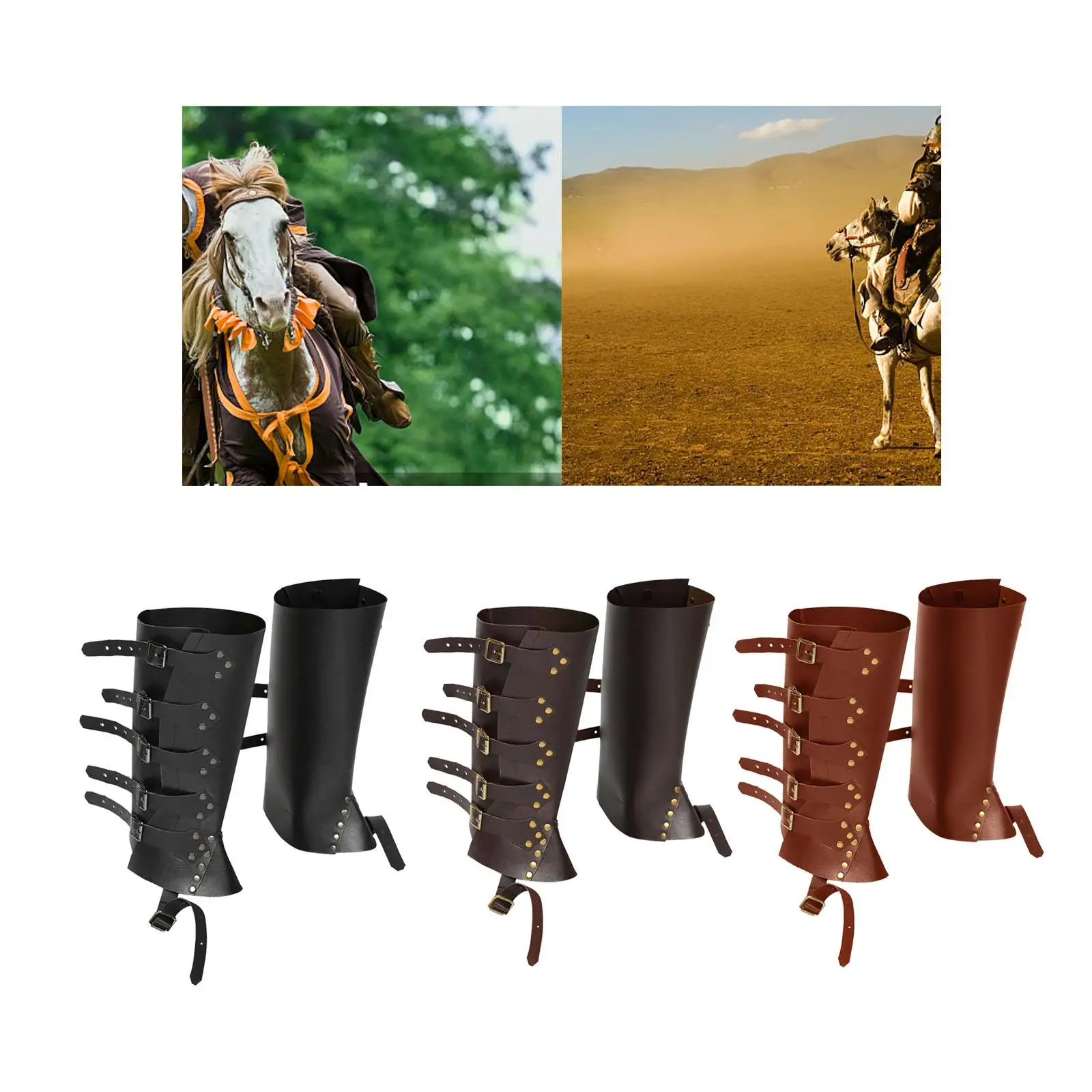 Vintage Style Medieval Boots Shoes Cover Guards Faux Leather Adjustable Protective Photo Props Pirate Boots Tops Covers