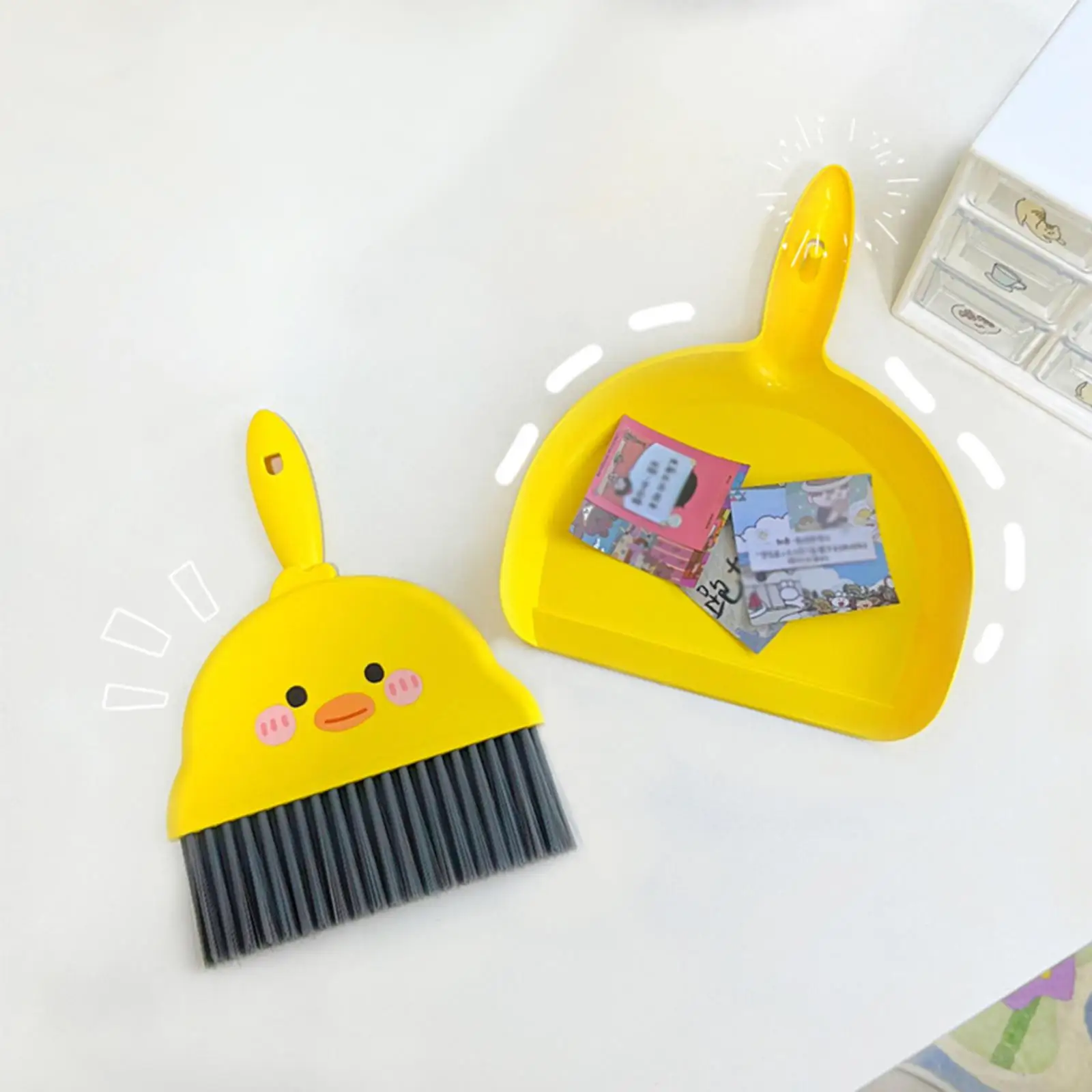 Mini Broom and Dustpan Set Desktop Pretend Play Toy for for Little Housekeeping Helper Sets Gift for Home Bedroom Living Room