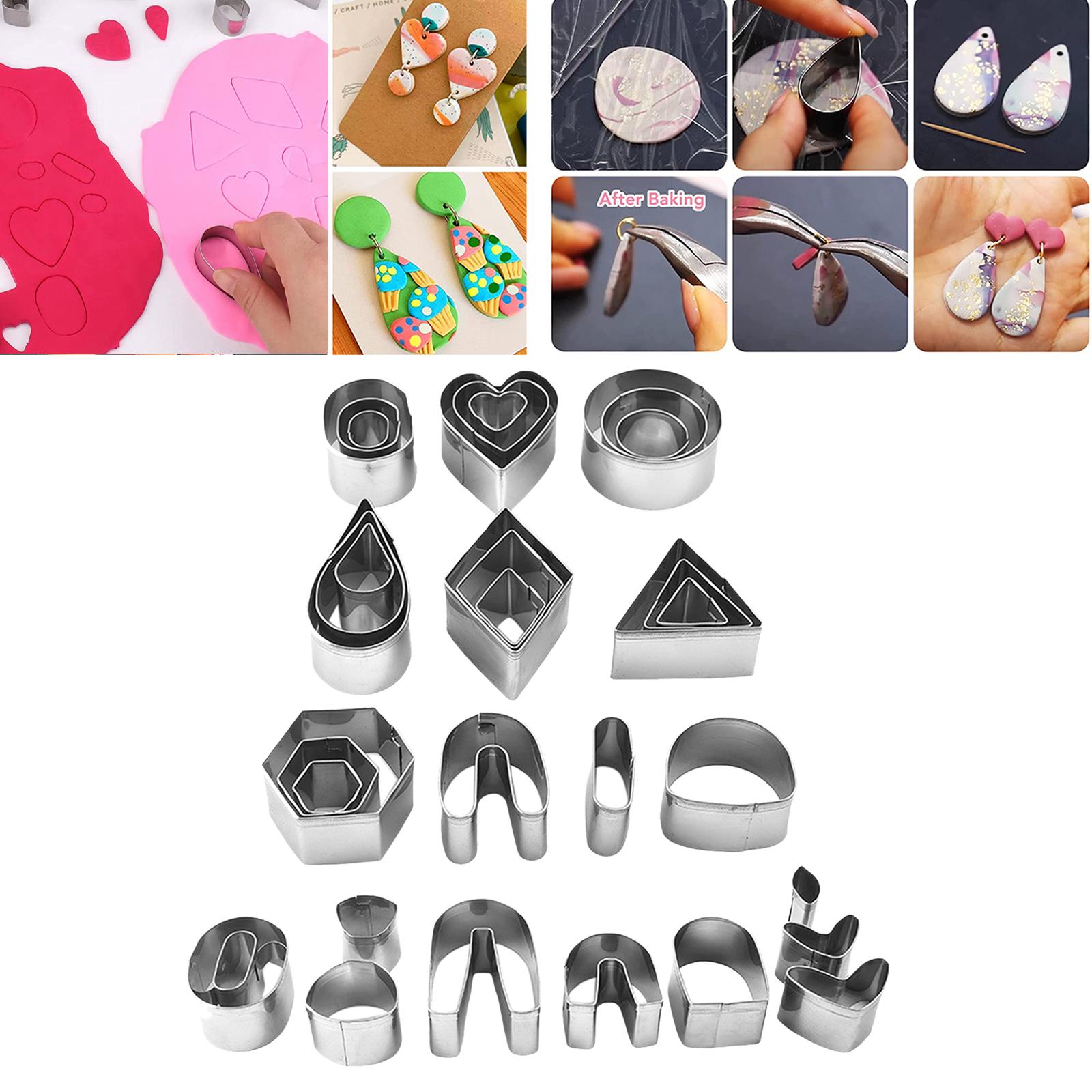 33Pcs Polymer Clay Starter Pack Stainless Steel Cutting Mini Shapes Cutter for Homemade Baking Earring Cookies Vegetable