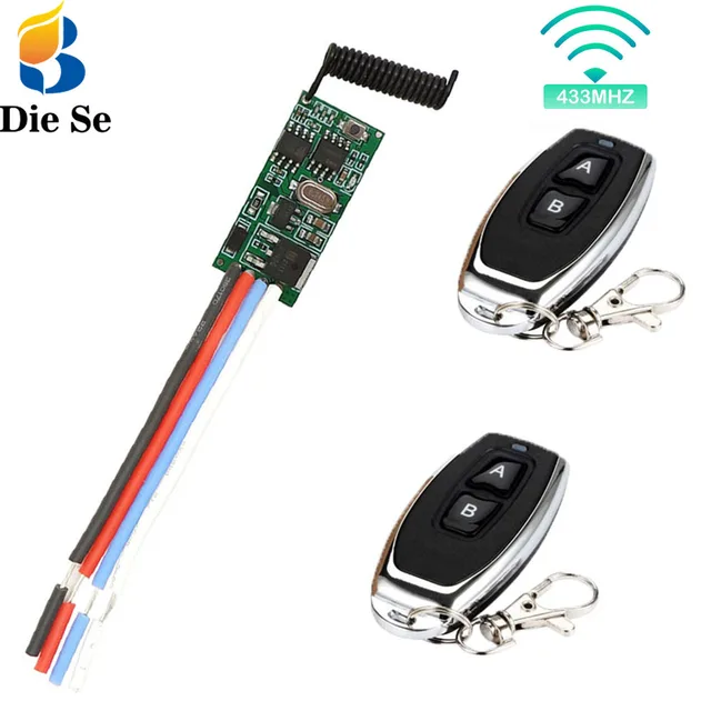 5V Mini RF Remote Switch 433 315 4.2V 4.5V 5V 6V 7.4V 9V 12V Small Relay  Contact Wireless Switches NO COM NC Push Button Door