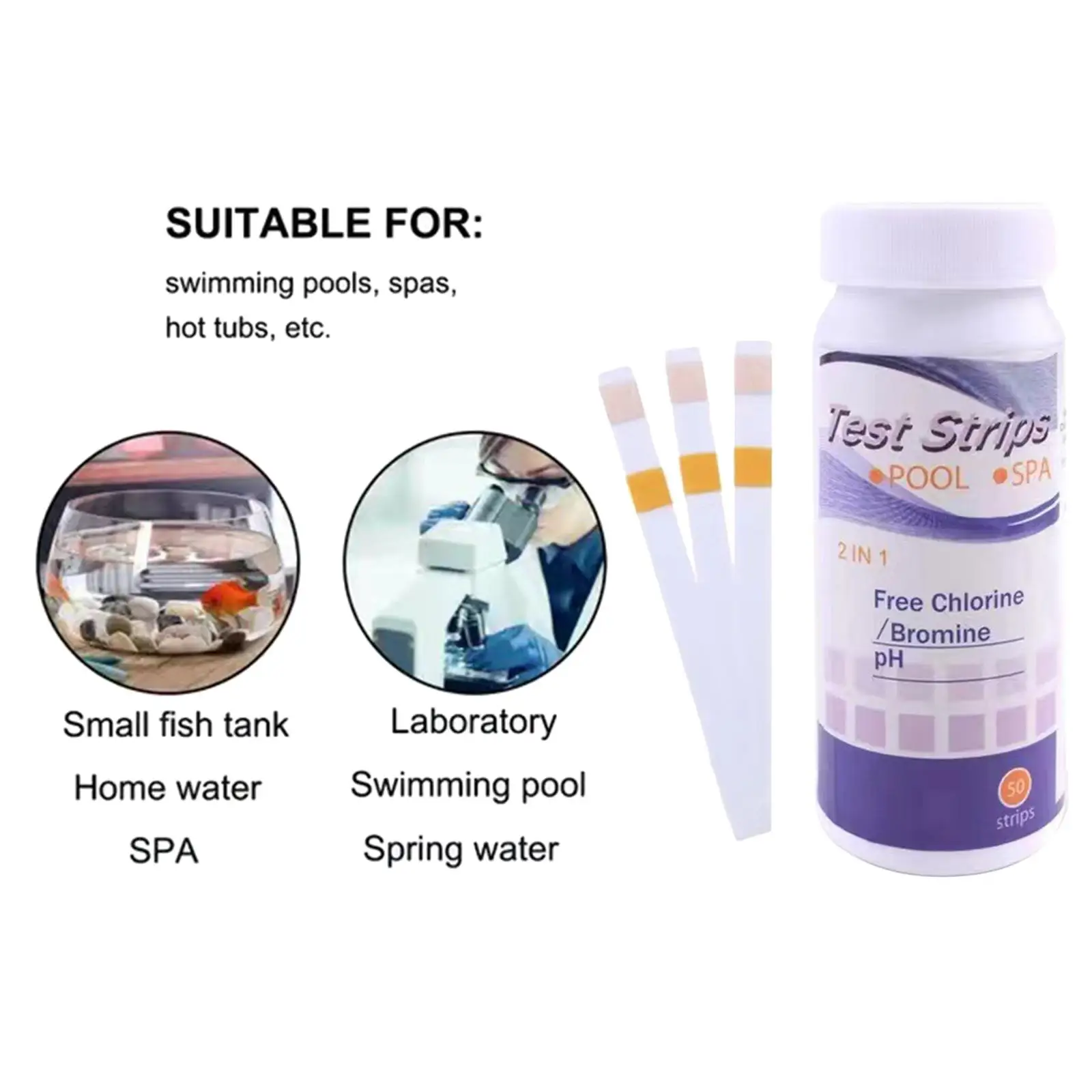 Water Quality Test Paper Strip Testing PH Testing Strip Free Chlorine for Laboratory Water Maintenance Small Fish Tank Hot Tubs