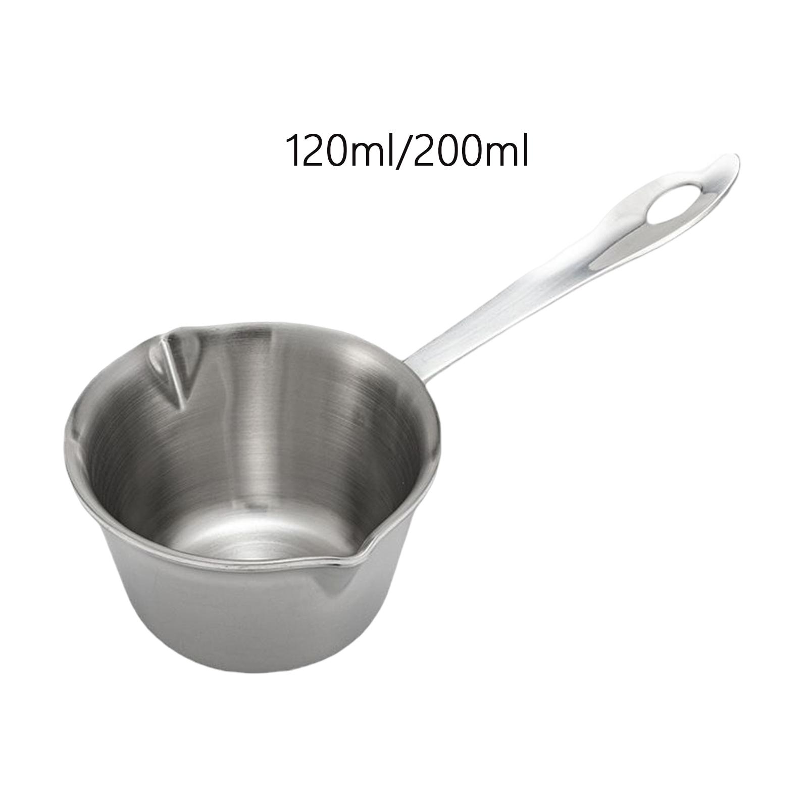 Stainless steel Melting Pot Long Handle Hanging Saucepan Double Spout Coffee Milk Warmer for Breakfast Camping Pasta