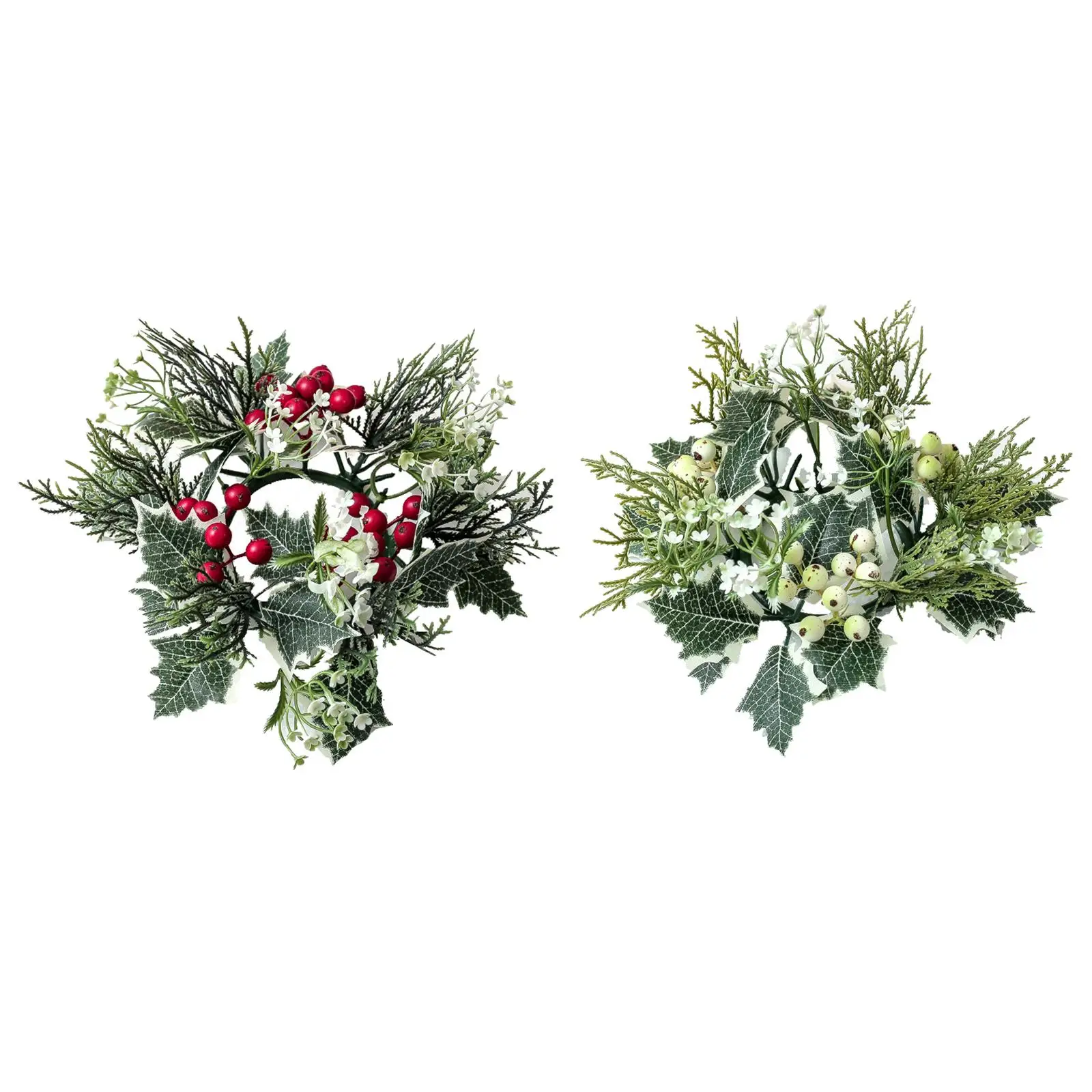 Pillar Candle Rings Wreath Artificial Leaves Greenery Candleholders Wreaths for Festivals, Tabletop, Easter, Home, Decoration