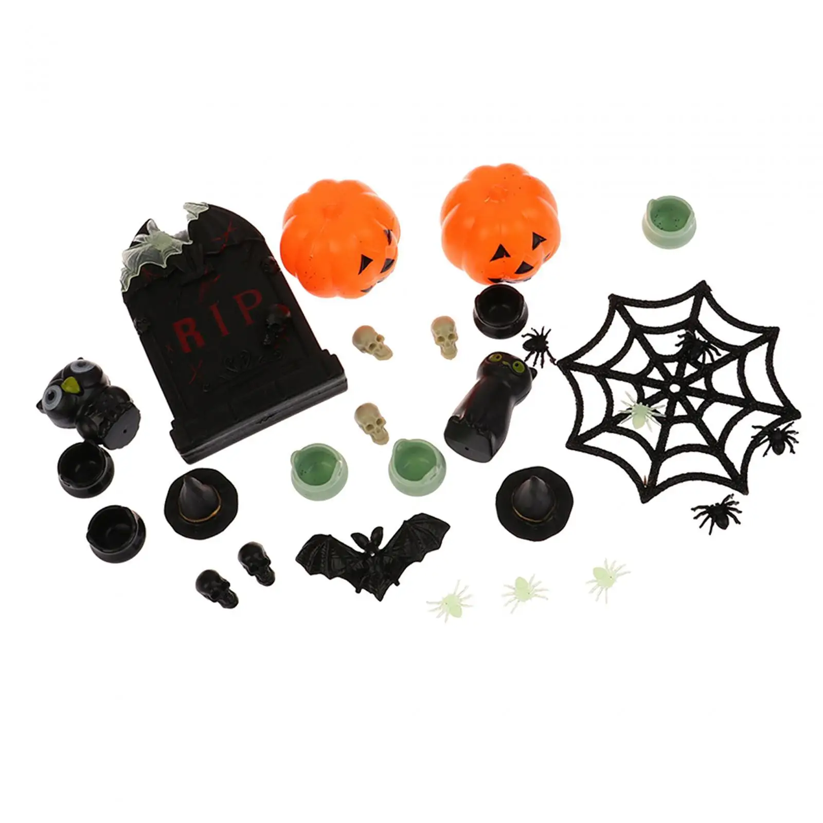 30 Pieces Halloween Decorations 1:12 Furniture Garden Theme Scenery Supplies