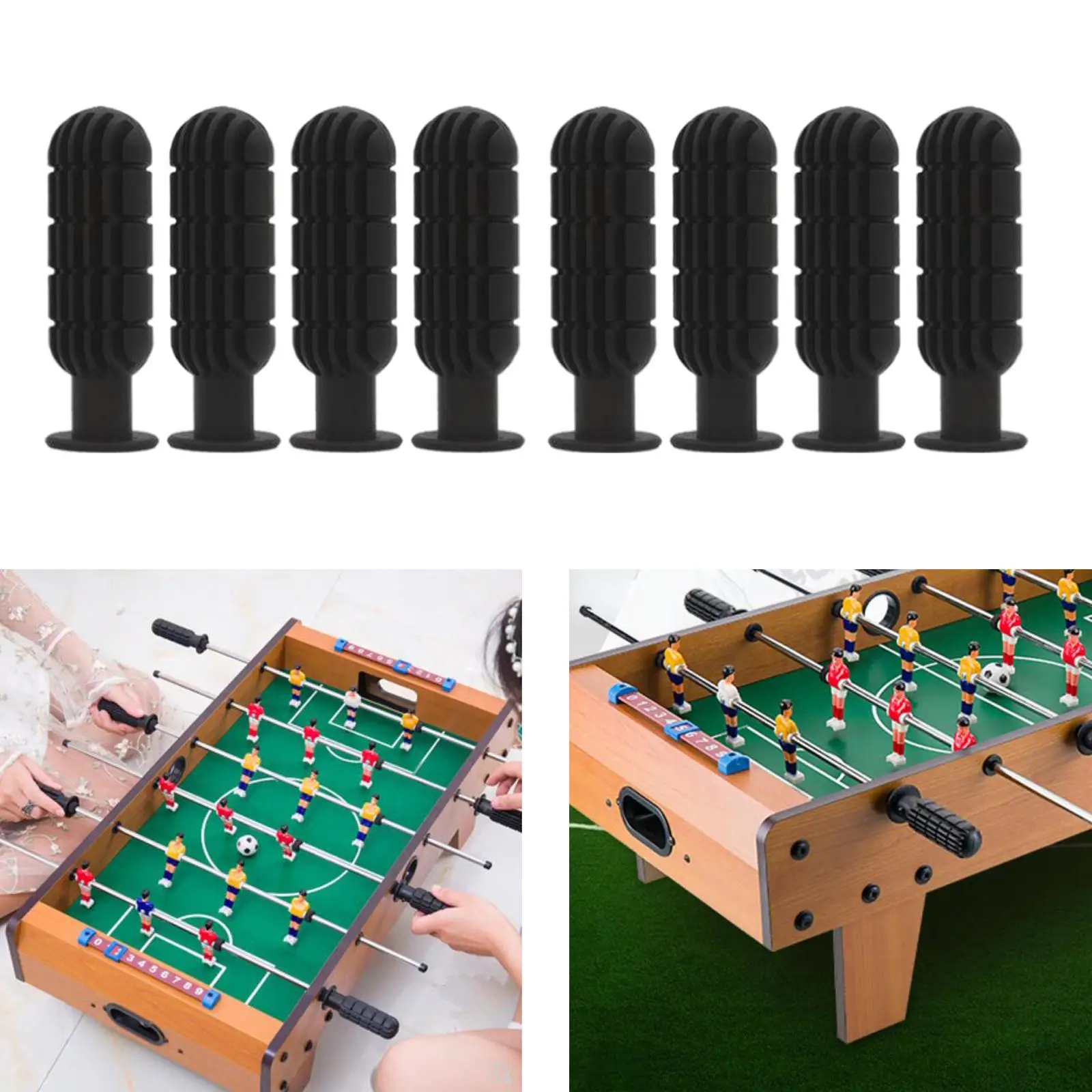 8x Foosball Handle Grips for Standard Foosball Tables 1/2 inch Foosball Rods Soccer Table Handles Black Replacement Handles