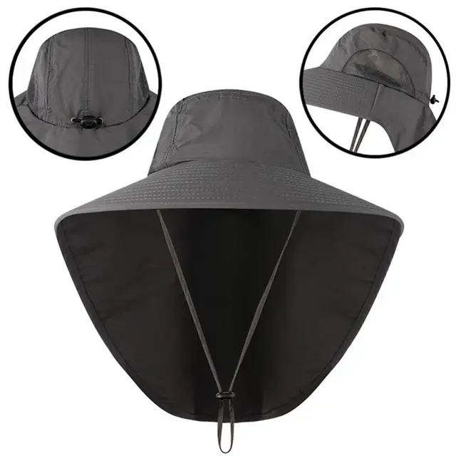Dropship Wide Brim Sun Screen Hat With Neck Flap; Adjustable