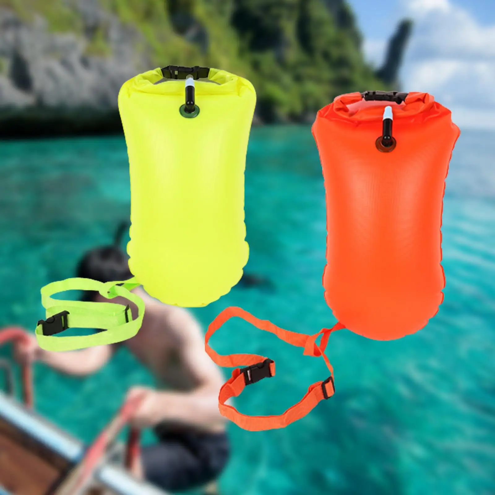 Swim Buoy Waterproof Bag Ultralight Swim Safety Float Swim Training Floating Bag for Kayaking Sailing Canoe Boating Snorkeling