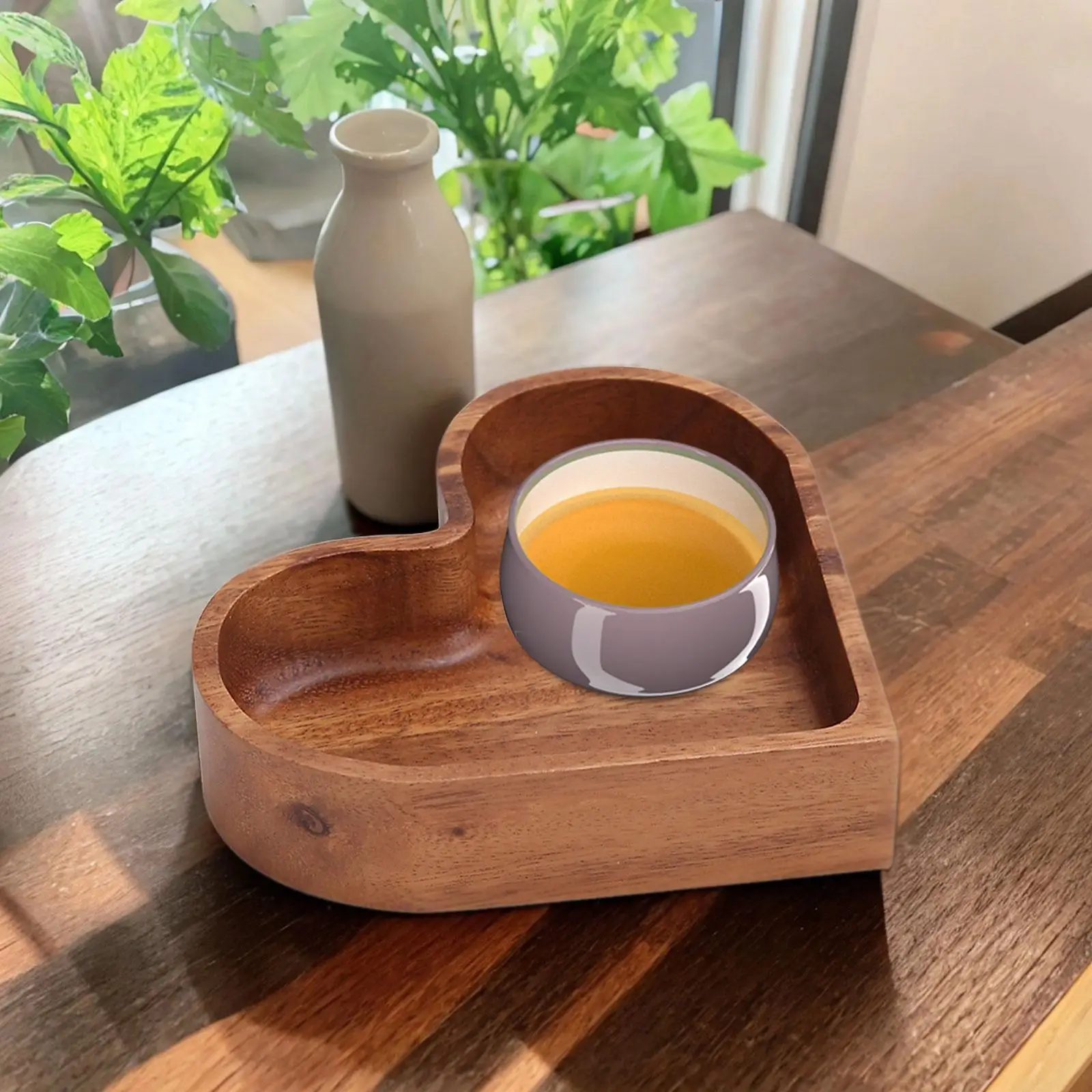 Wooden Serving Tray Versatile Farmhouse Decor for Bathroom, Outdoors Breakfast Tray Heart Shaped Plate Unique Heart Shaped Tray
