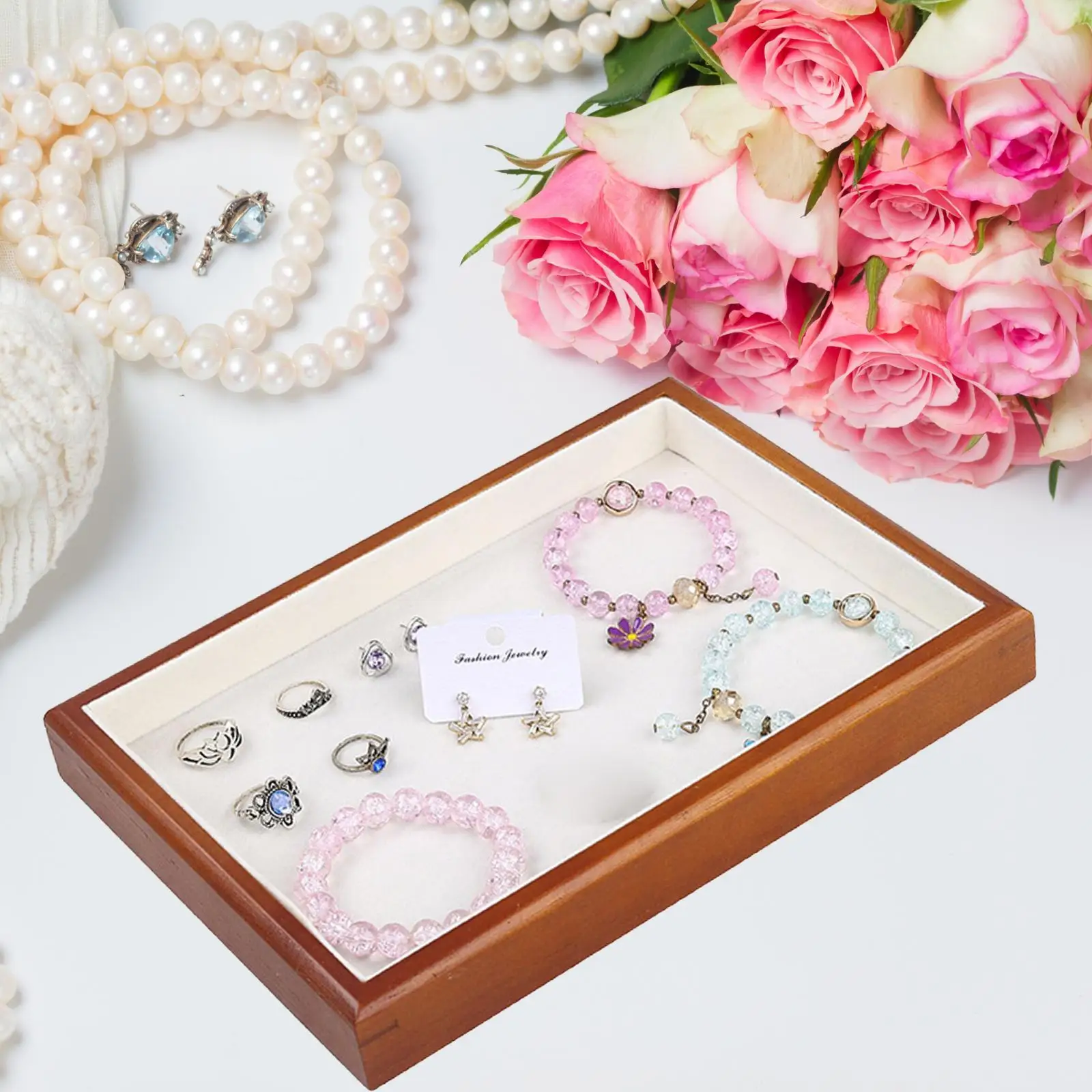 Jewelry Box Earring Organizer Tray Wooden Showcase Watch Box Storage Box Storage Case Jewelry Organizer Tray Jewelry Tray