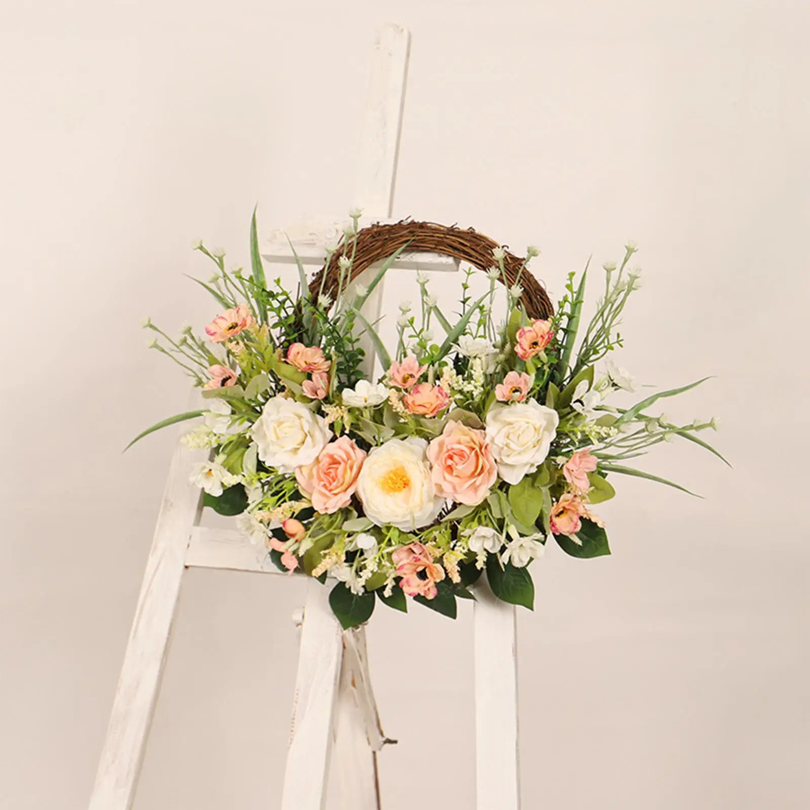 Artificial Flower Wreath Hanging Ornament Garland for Window Wedding Outdoor Indoor