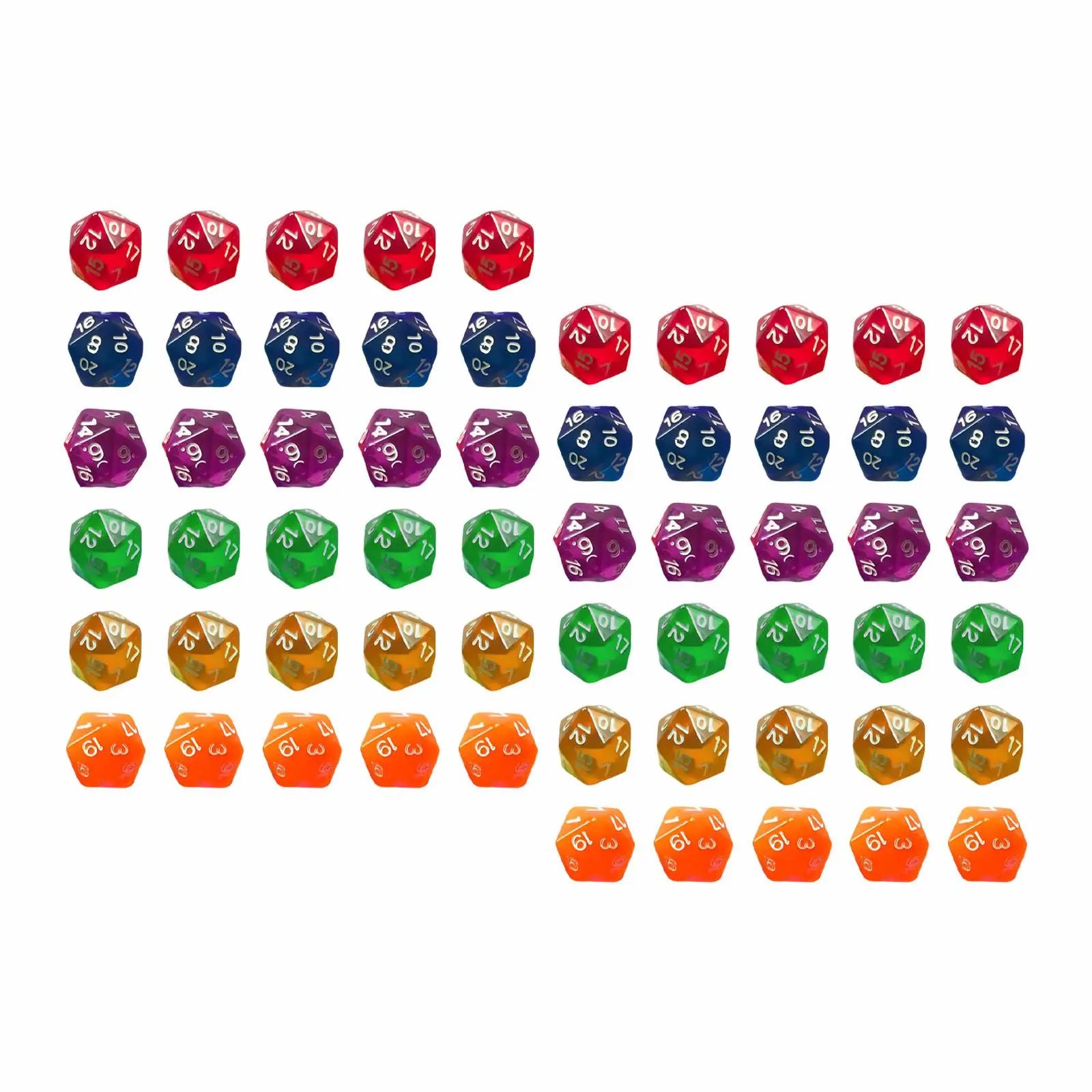 60 Pieces 20 Sided Dice Entertainment Toys 20mm Party Favors Multi Sided Dices for Party Game Card Game Board Game Table Game