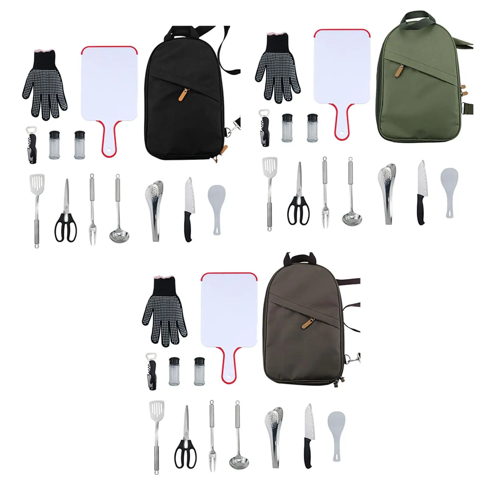 Portable Camping Kitchen Cooking Utensil Set 12 Pieces for Outdoor BBQ Backpacking Fishing