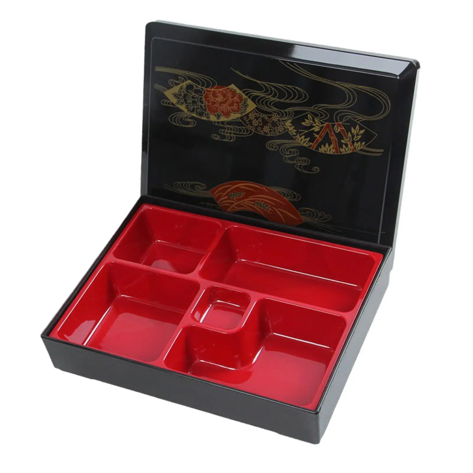 Japanese Bento Box Red and Black Serving Dish for Picnic Office Business